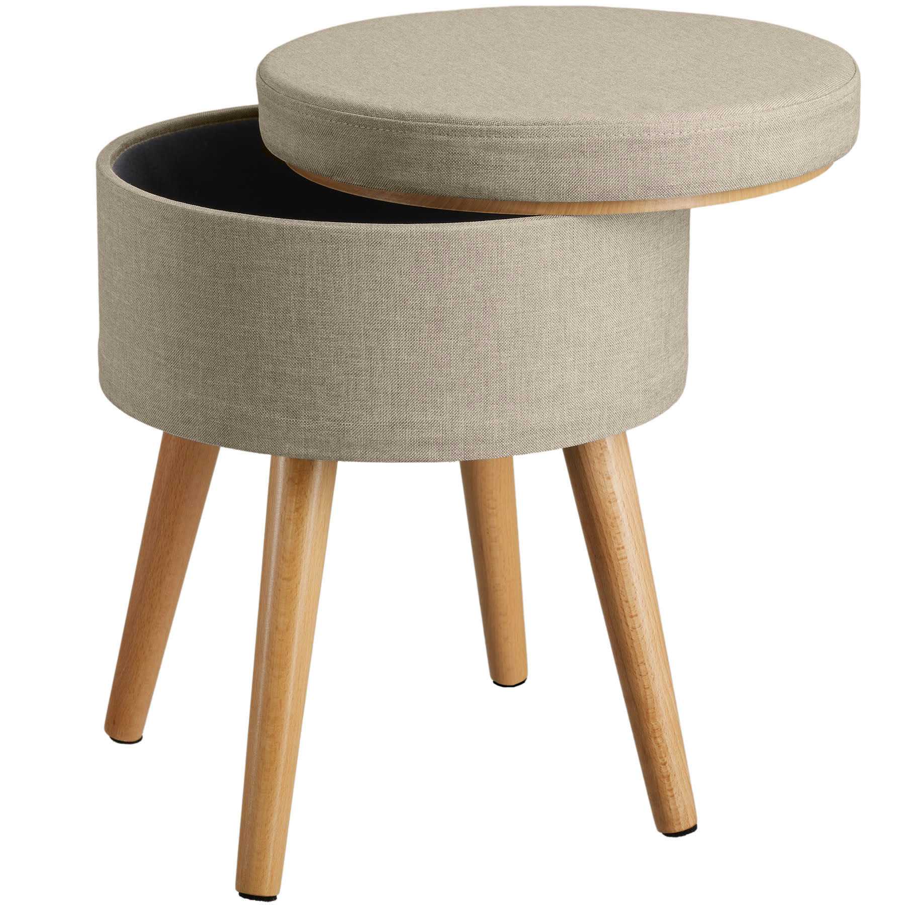 - Banc Tabouret Coffre de rangement Rond sable