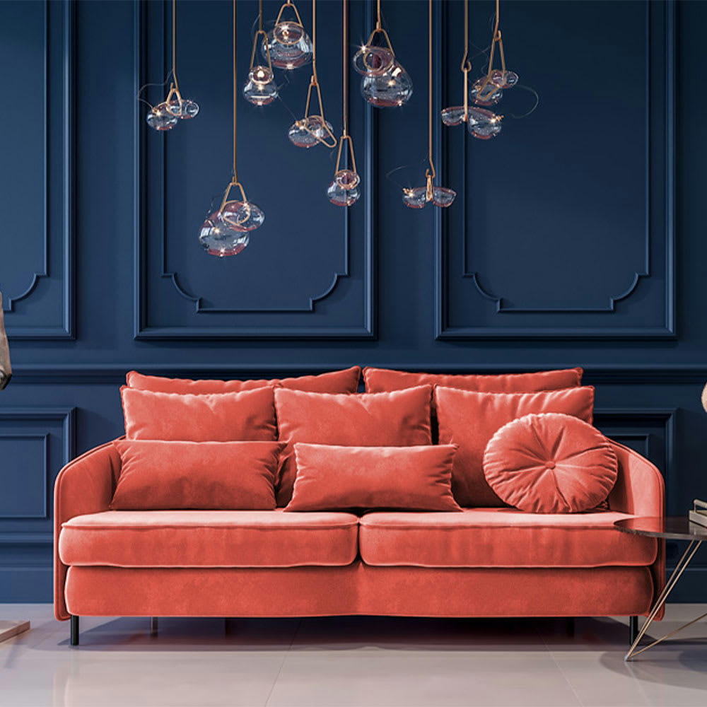 TREMEZZO - Canapé 3 places velours droit rose