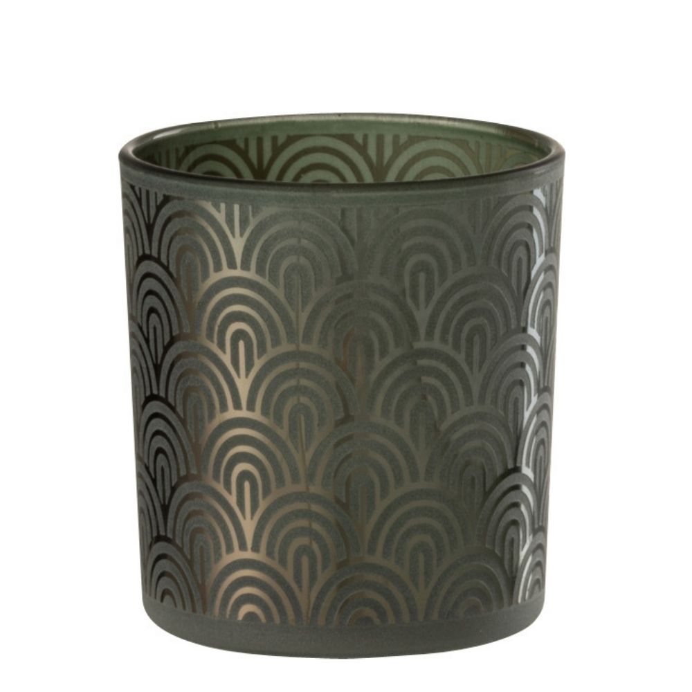 J-Line windlicht Boog - glas - groen - small - 4 stuks