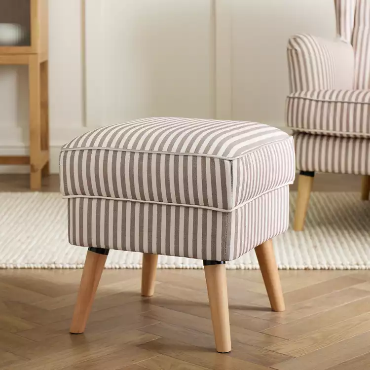 Habitat Callie Fabric Footstool - Natural Stripe