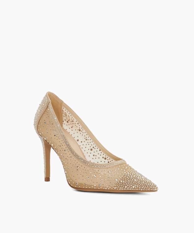Brightest Blush - Mesh Diamante Court Shoes