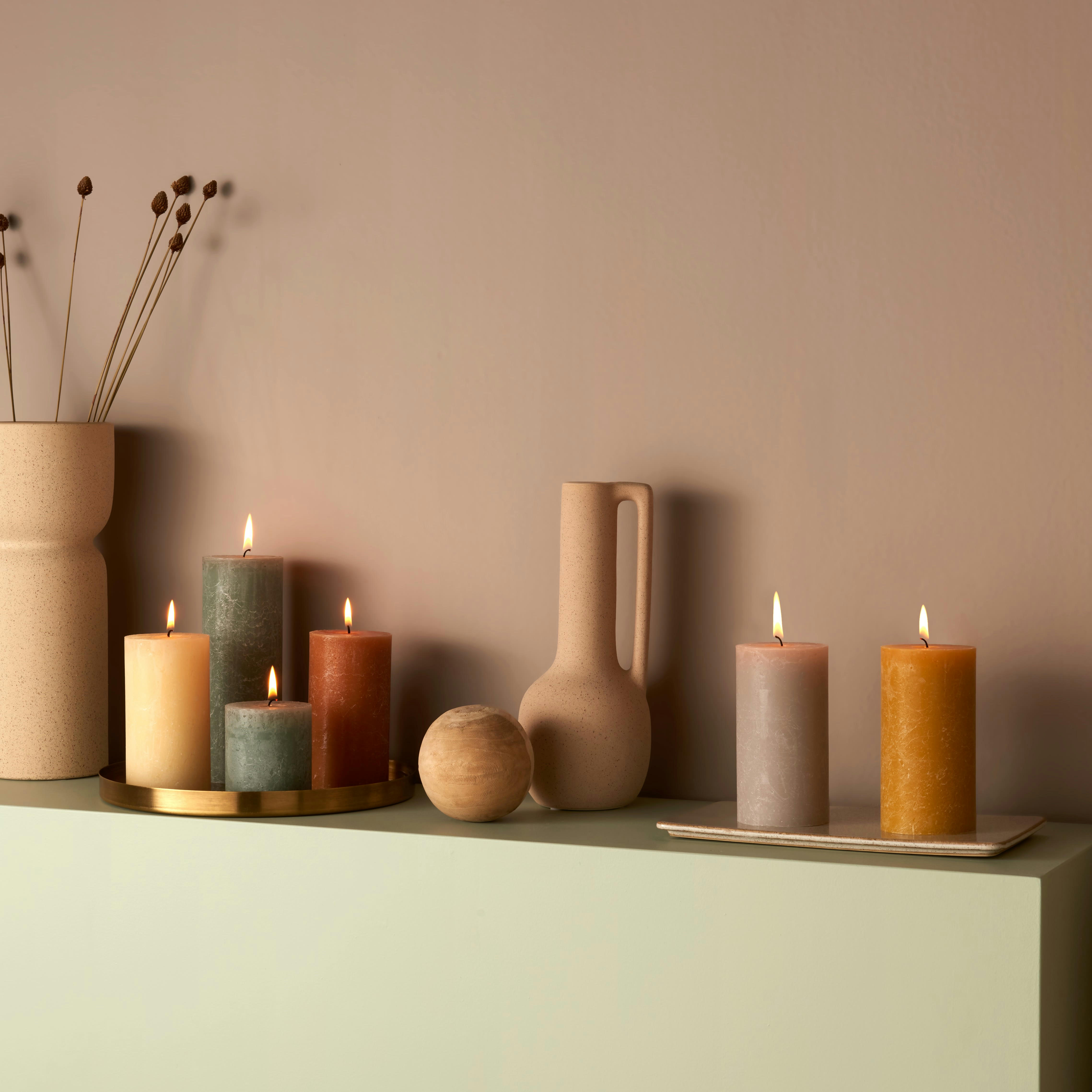 - Lot De 4 Bougies, Jaune, 13Cm