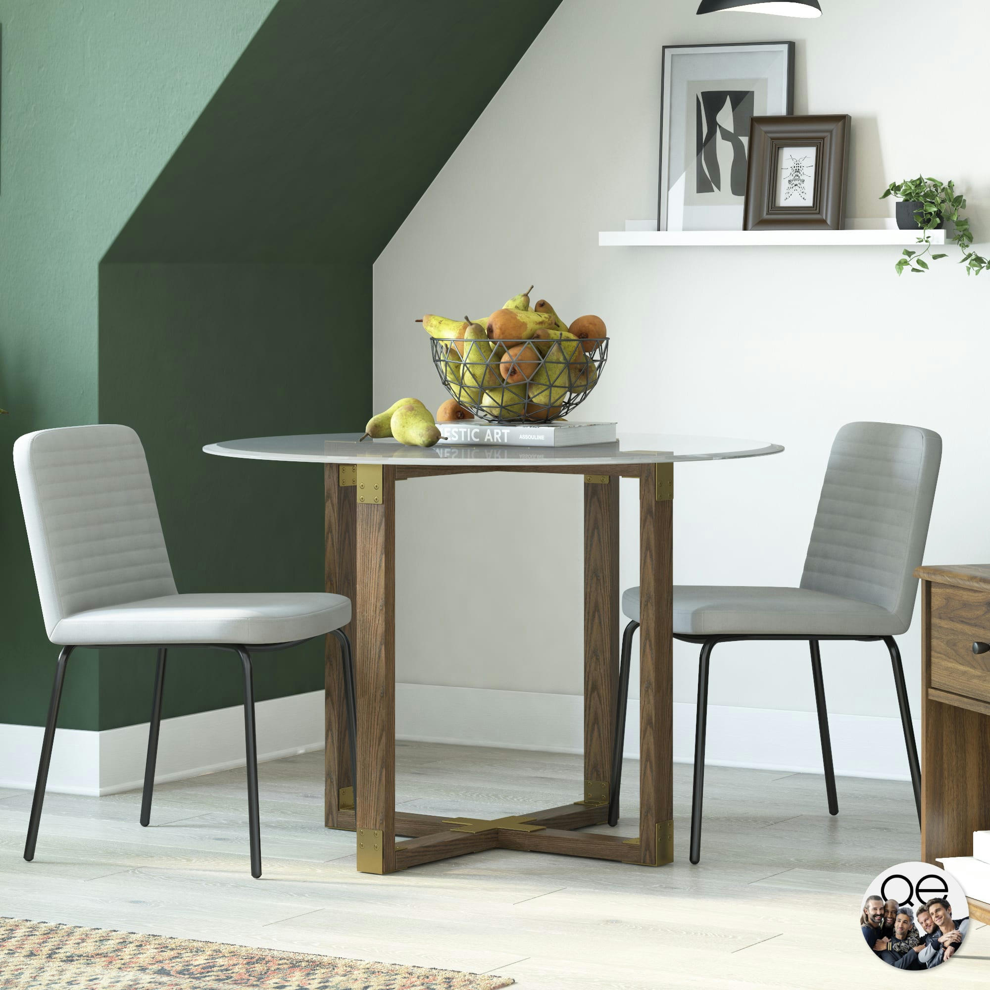 COREY - Lot de 2 chaises de salle à manger en lin gris