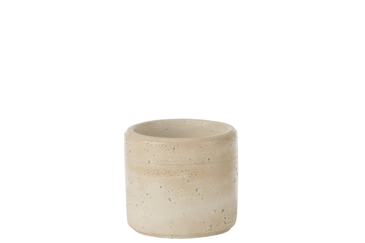 J-Line bloempot Olina Rond - cement - creme - small - Ø 11 cm