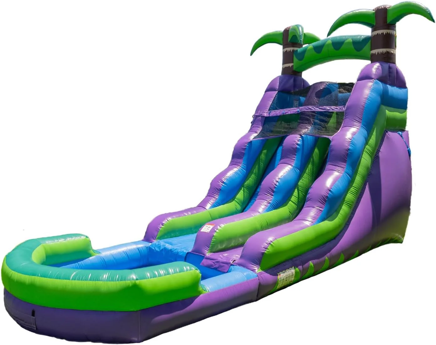 16 Purple Tropical Lightweight Premium Commercial Grade Water Slide Inflatable with Attached Pool for Kids and Adults (with Blower), Wet Dry Use, Summer Fun