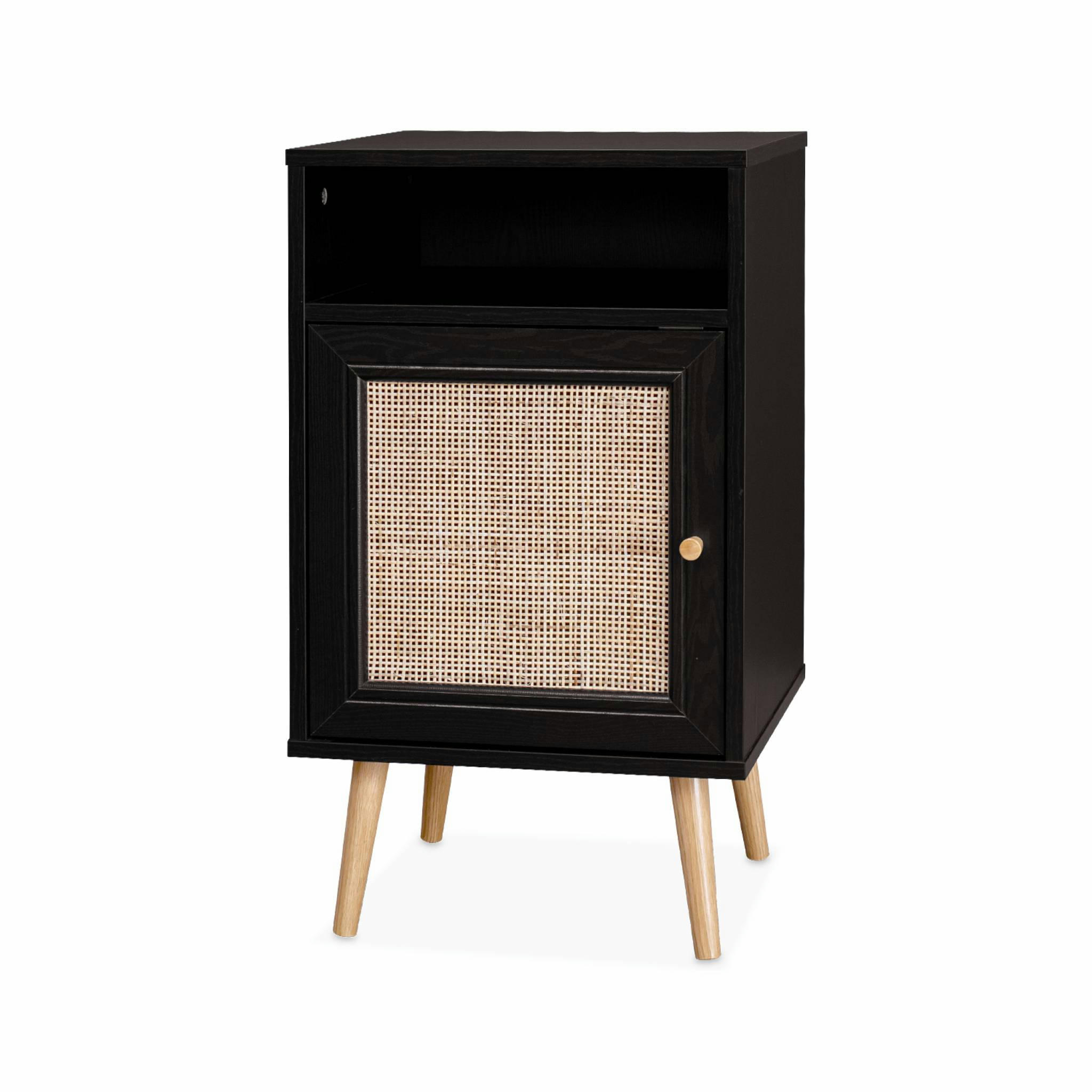 BOHÈME - Table de chevet en cannage noir