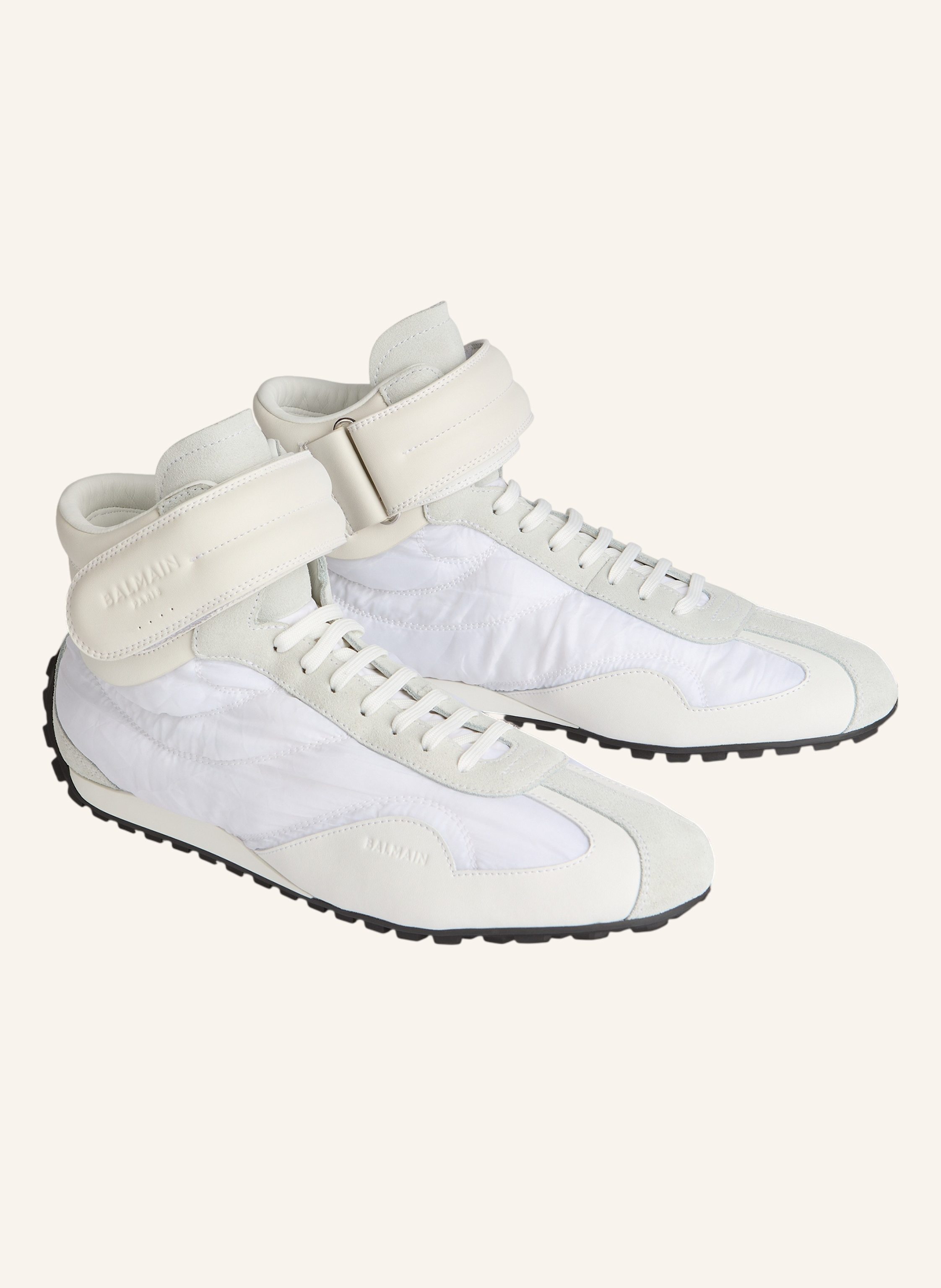 BALMAIN Racing Mid-Top Sneakers aus Nylon und Leder