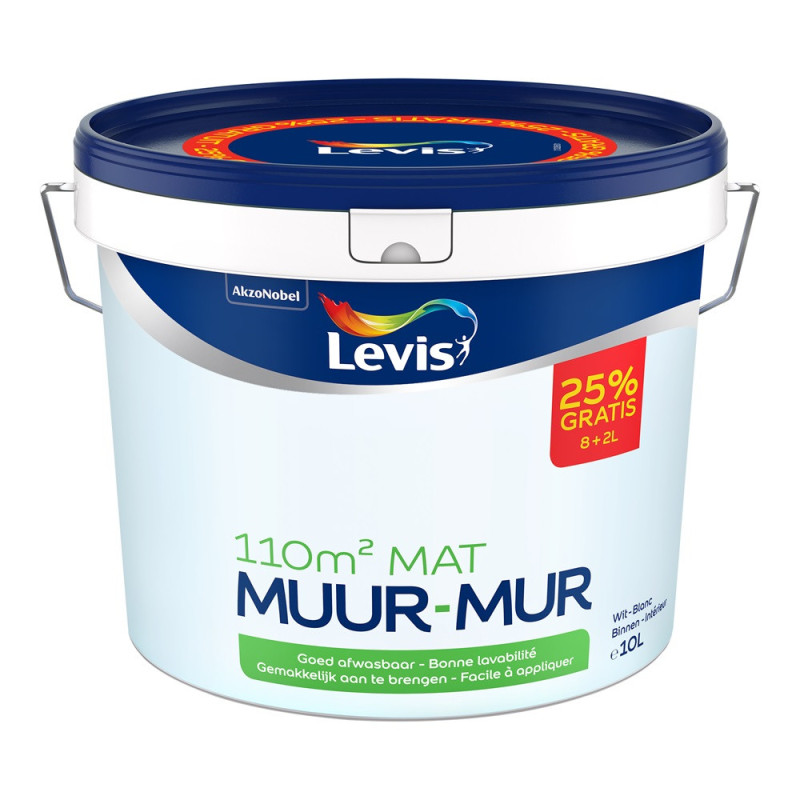 Peinture pour murs blanche mate 8   2 L gratuit LEVIS