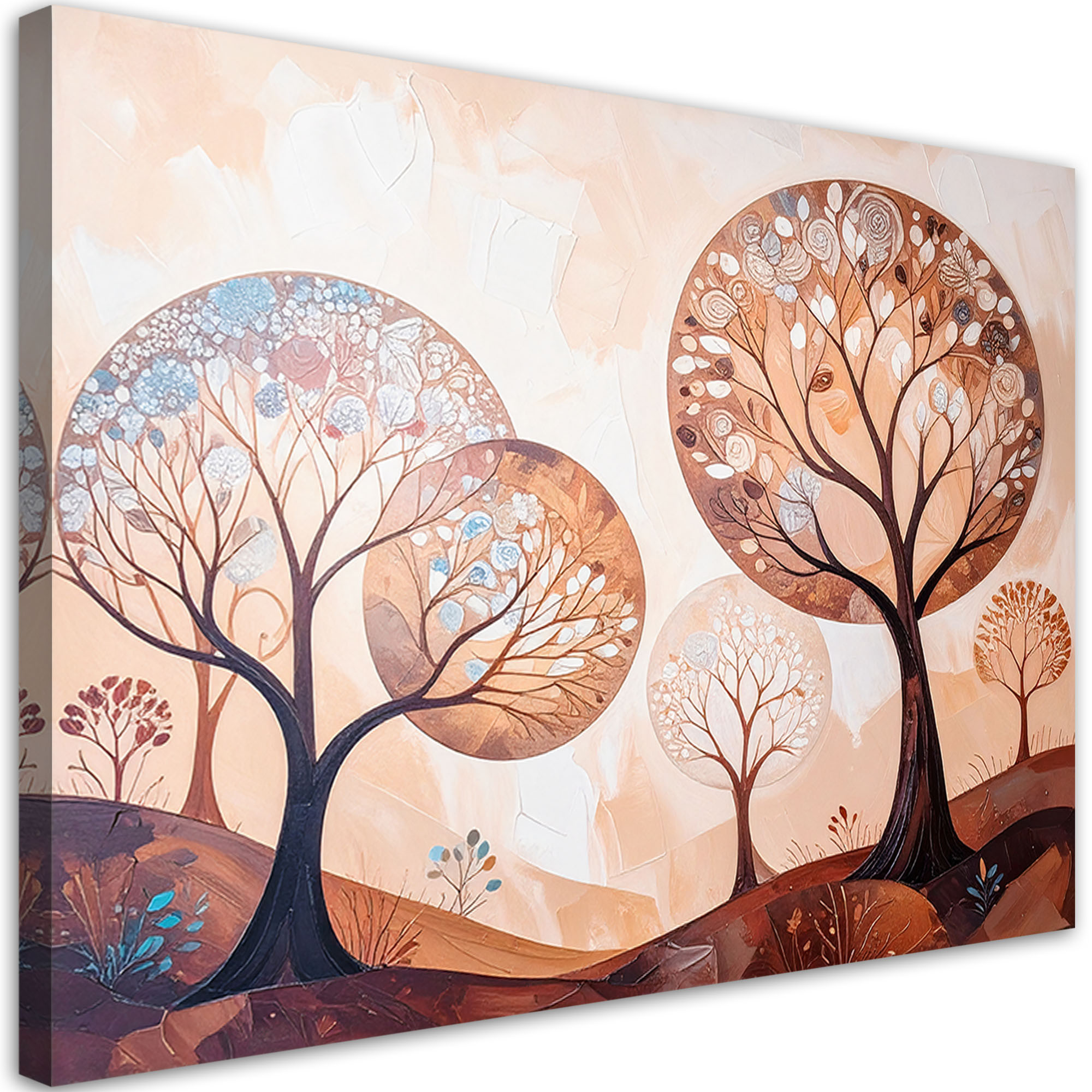 Feeby Obraz nowoczesny do salonu, Drzewa Abstrakcja Pejzaż Beżowy 60x40