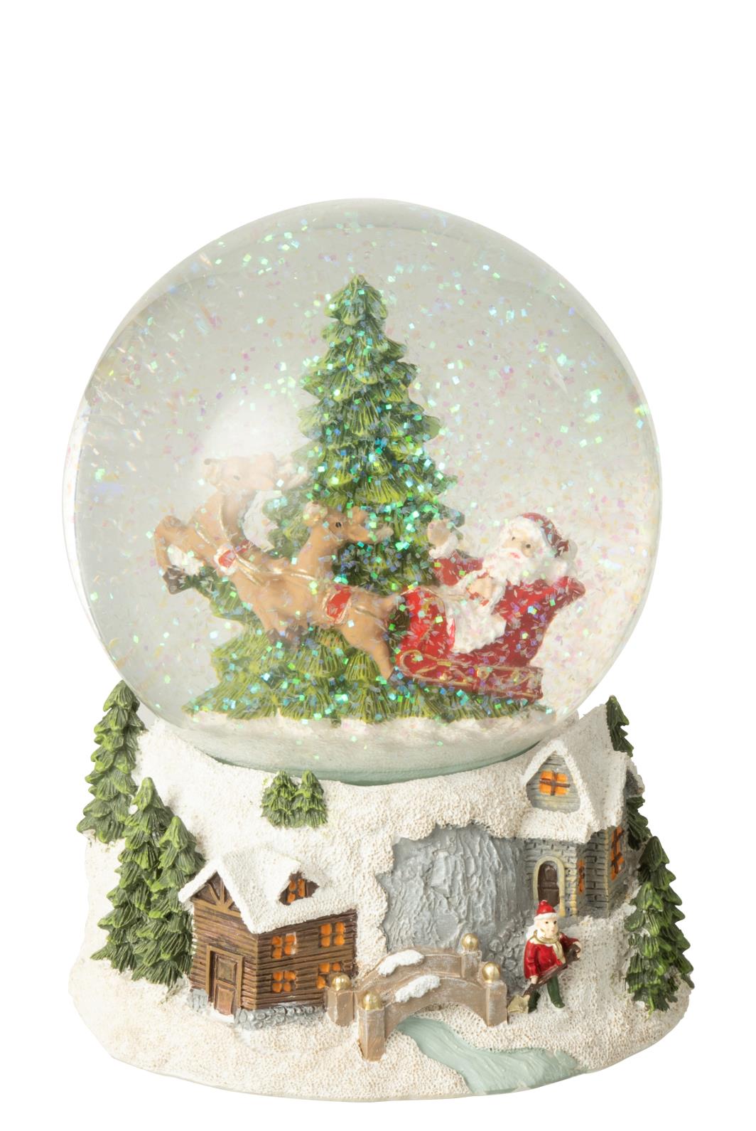 J-Line decoratie Waterbal Kerstman - polyresin - mix