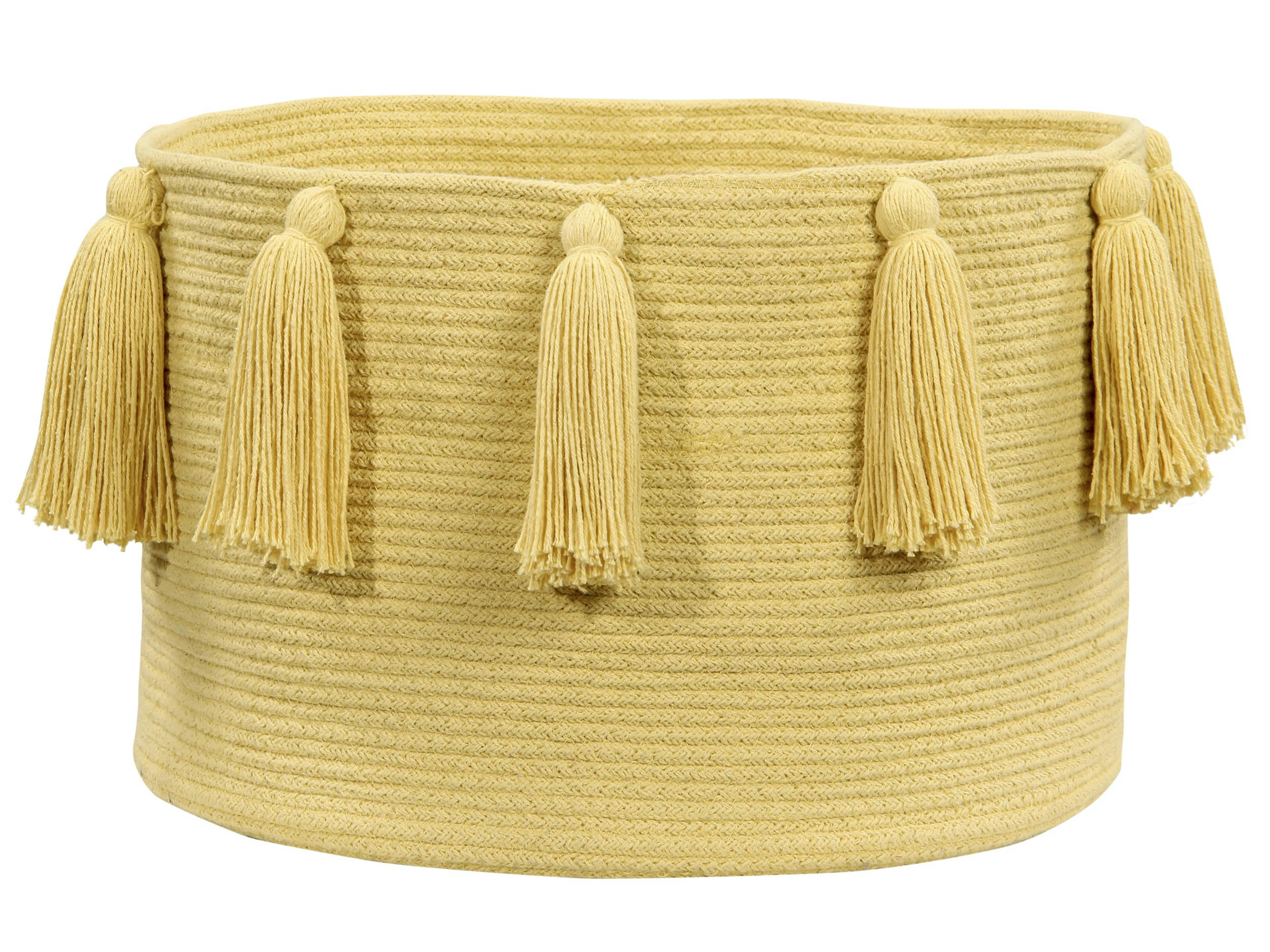 TASSELS - Panier en coton jaune 30xØ45