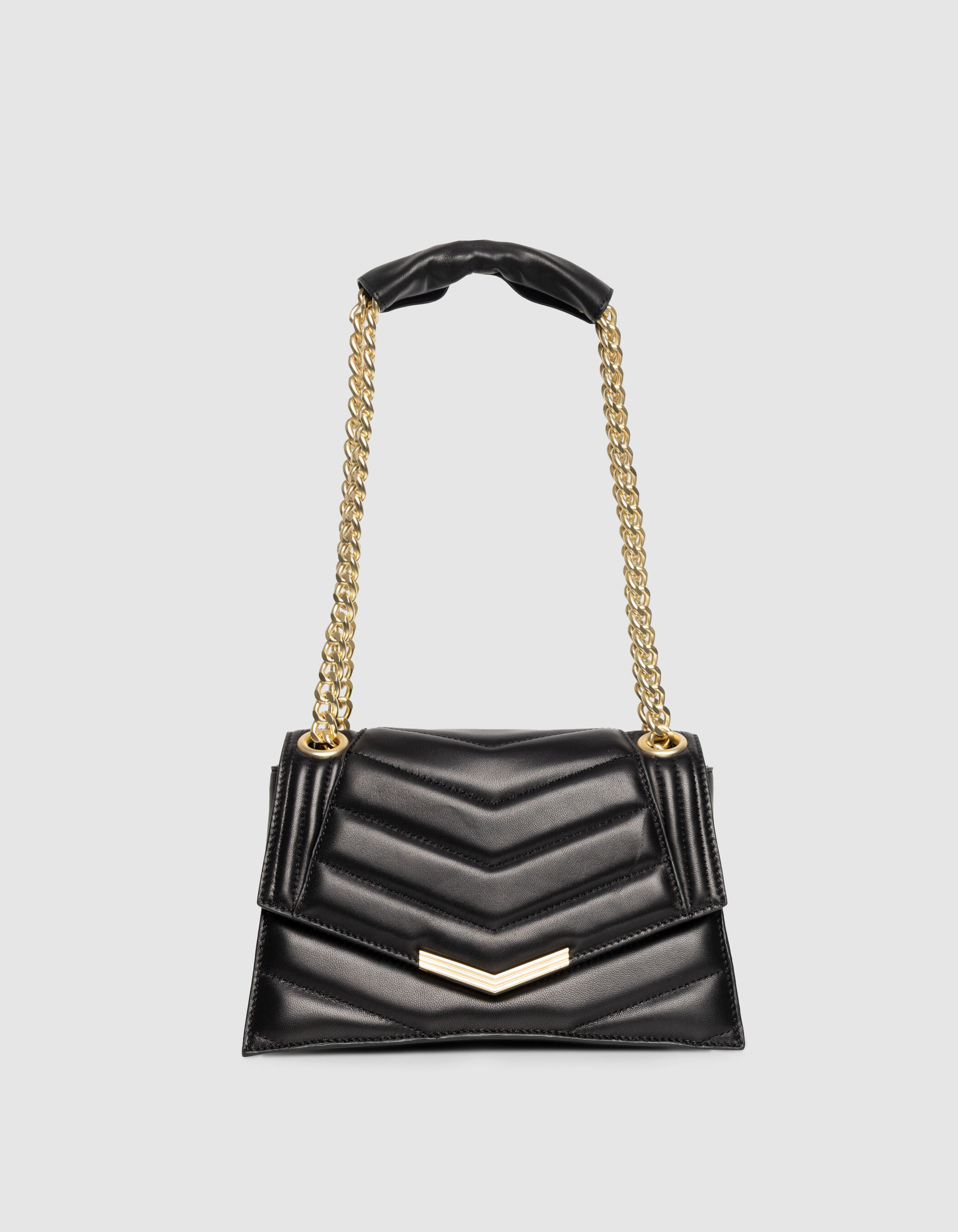 Sac THE 1 noir cuir Taille M métalleries jaunes Femme