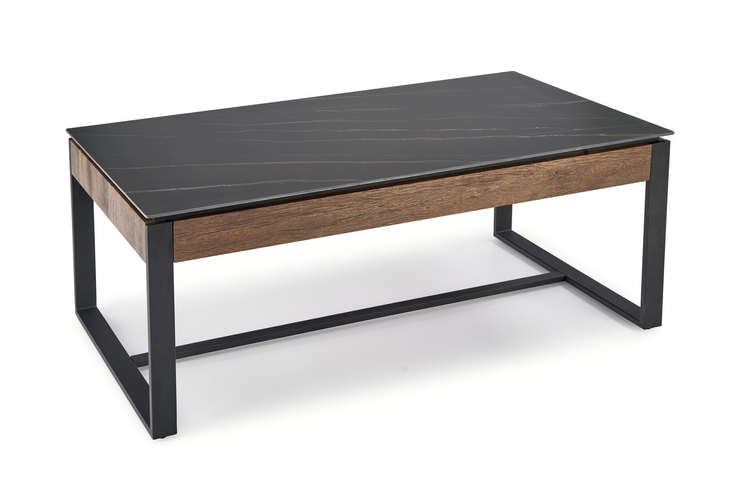 Ława RAMONA 121x61 czarny marmur/orzech