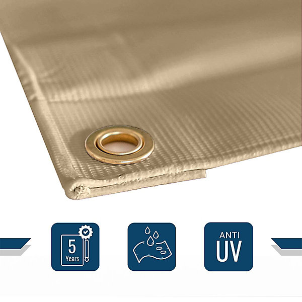 Bâche Toiture 4x6 m Beige foncé - Garantie 5 ans TECPLAST - LP506TO - Bâche d'étanchéité en PVC pour Couvreur et Charpentier