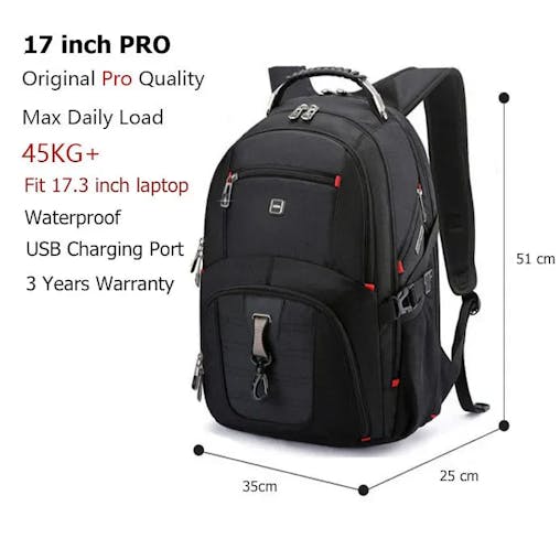 NNEOBA Swiss-Style Waterproof Laptop Backpack with USB Charge Port