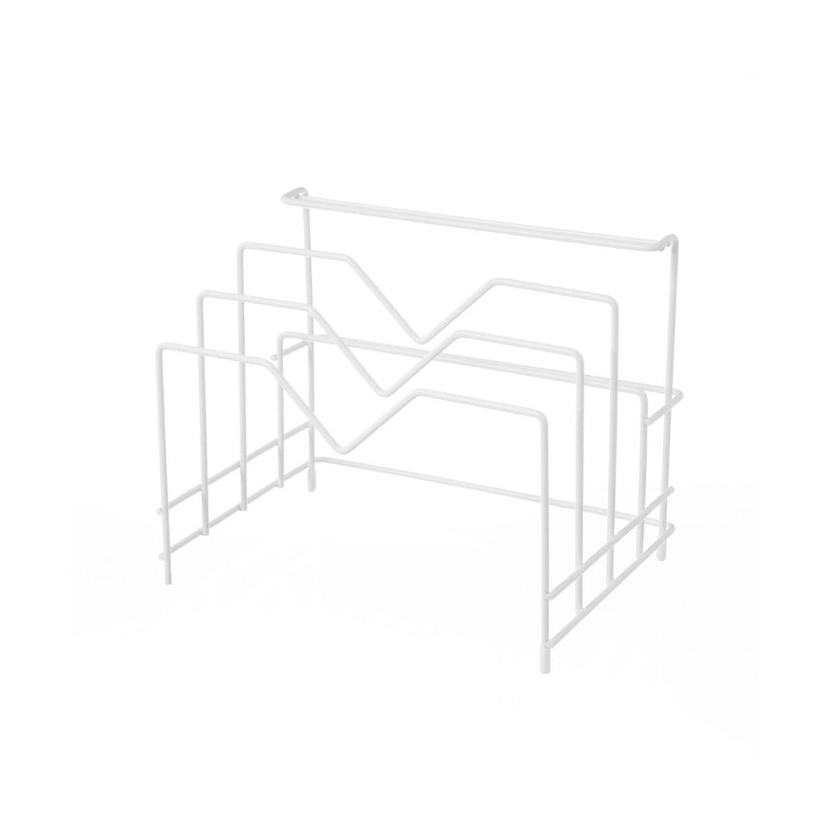 MÉTAL - Organisateur cuisine métal blanc couvercles et poêles