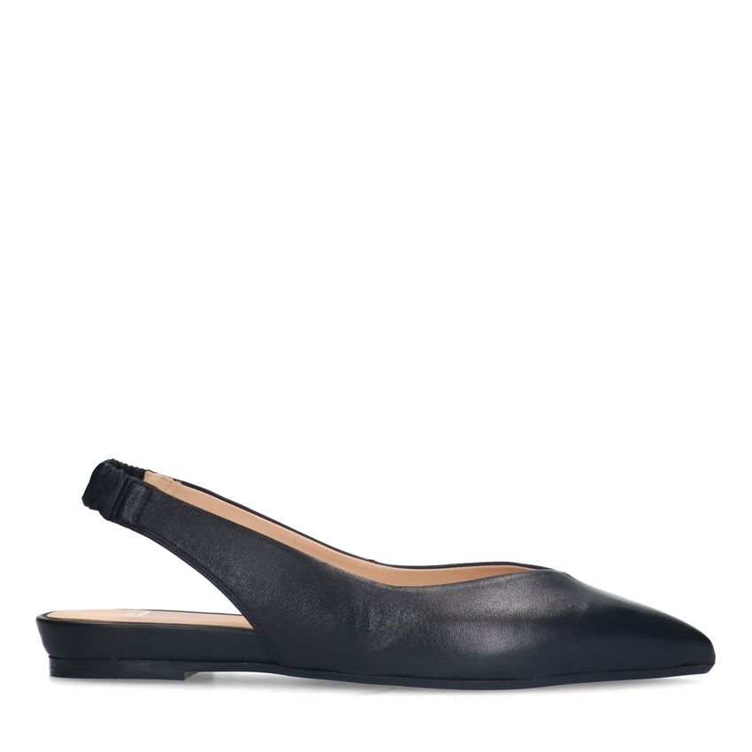 Manfield Zwart leren slingbacks