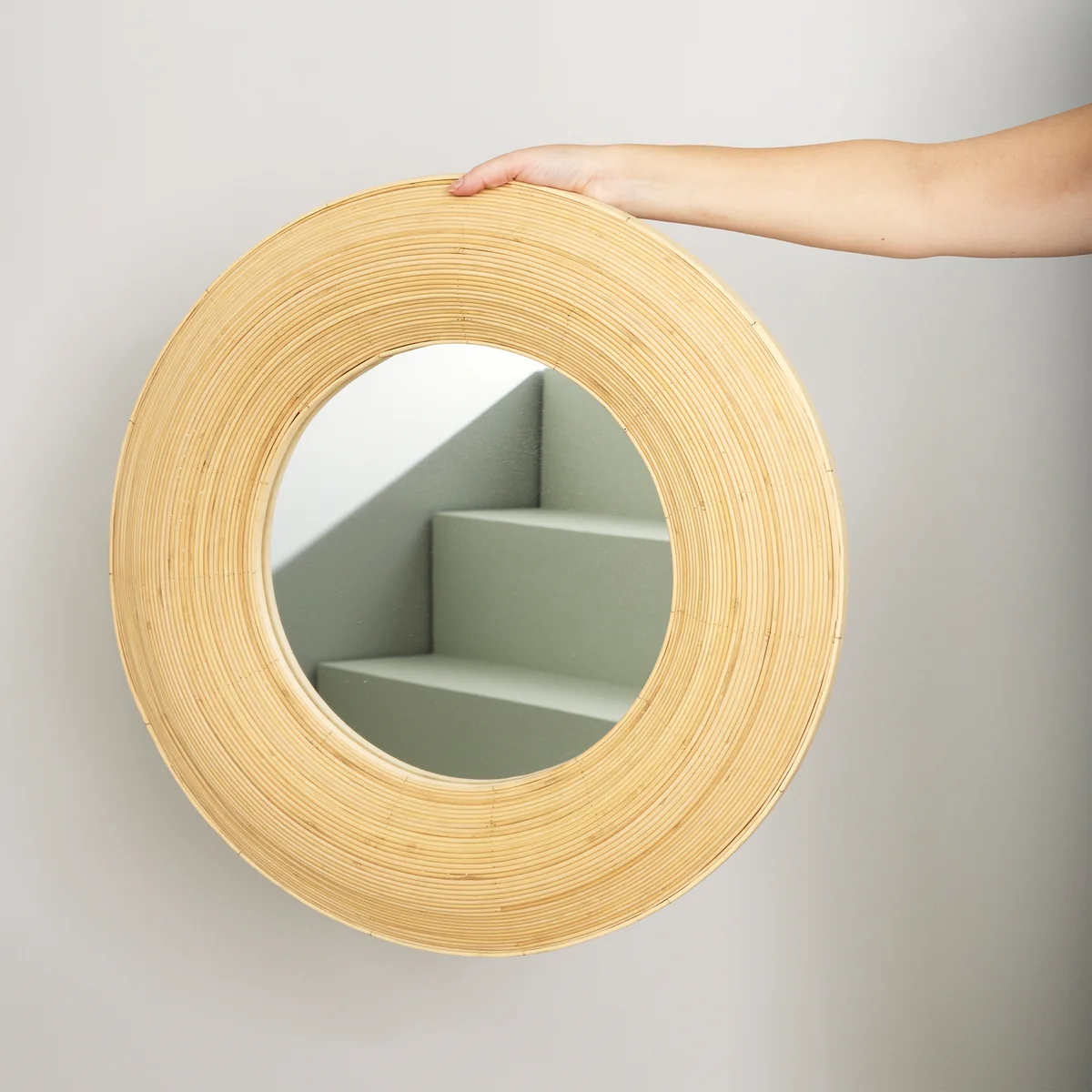 Hübsch Interior - Blush Wandspiegel, Ø 60 cm, bambus