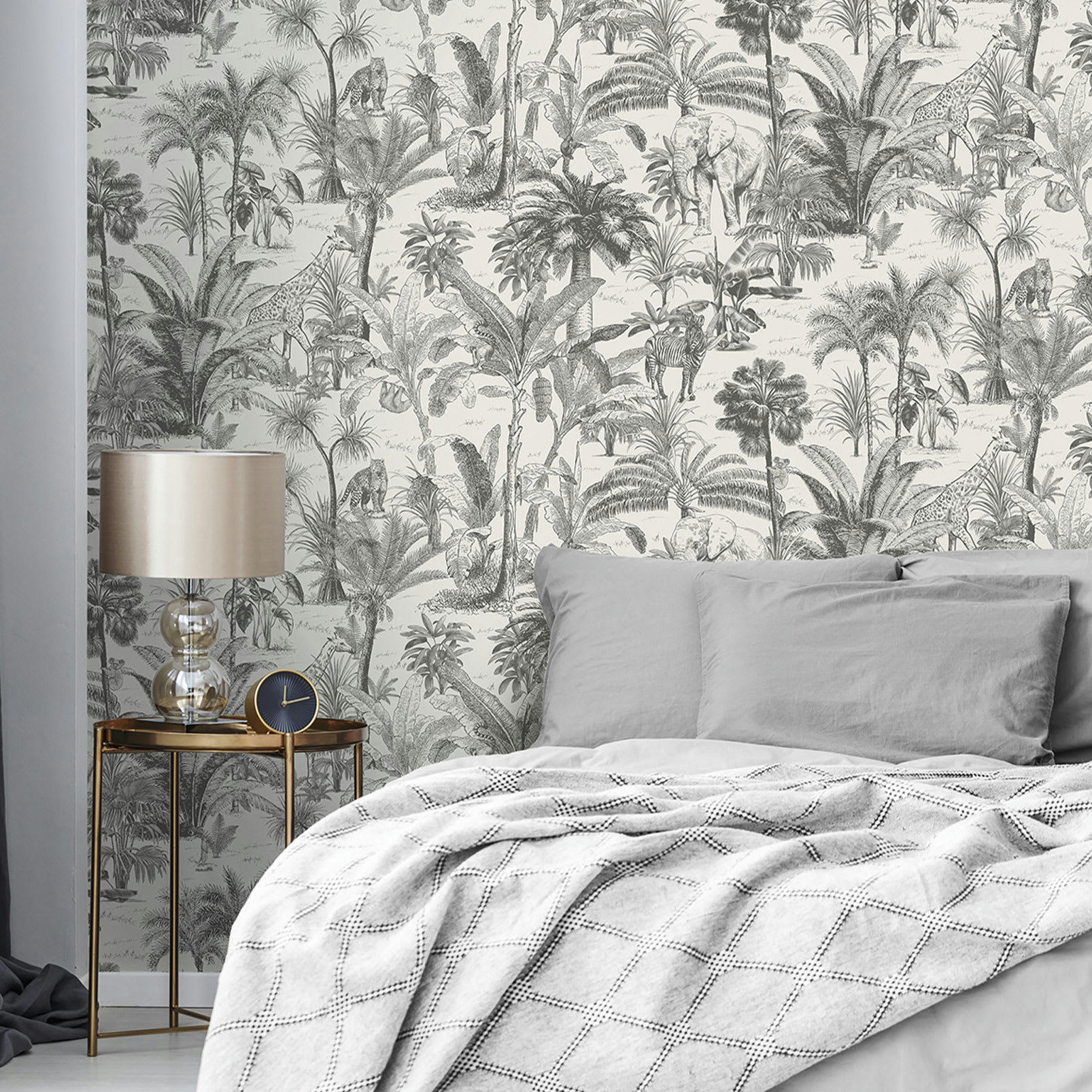 - Papier peint noir et blanc jungle Tanzania 1,6x10 mètrescm