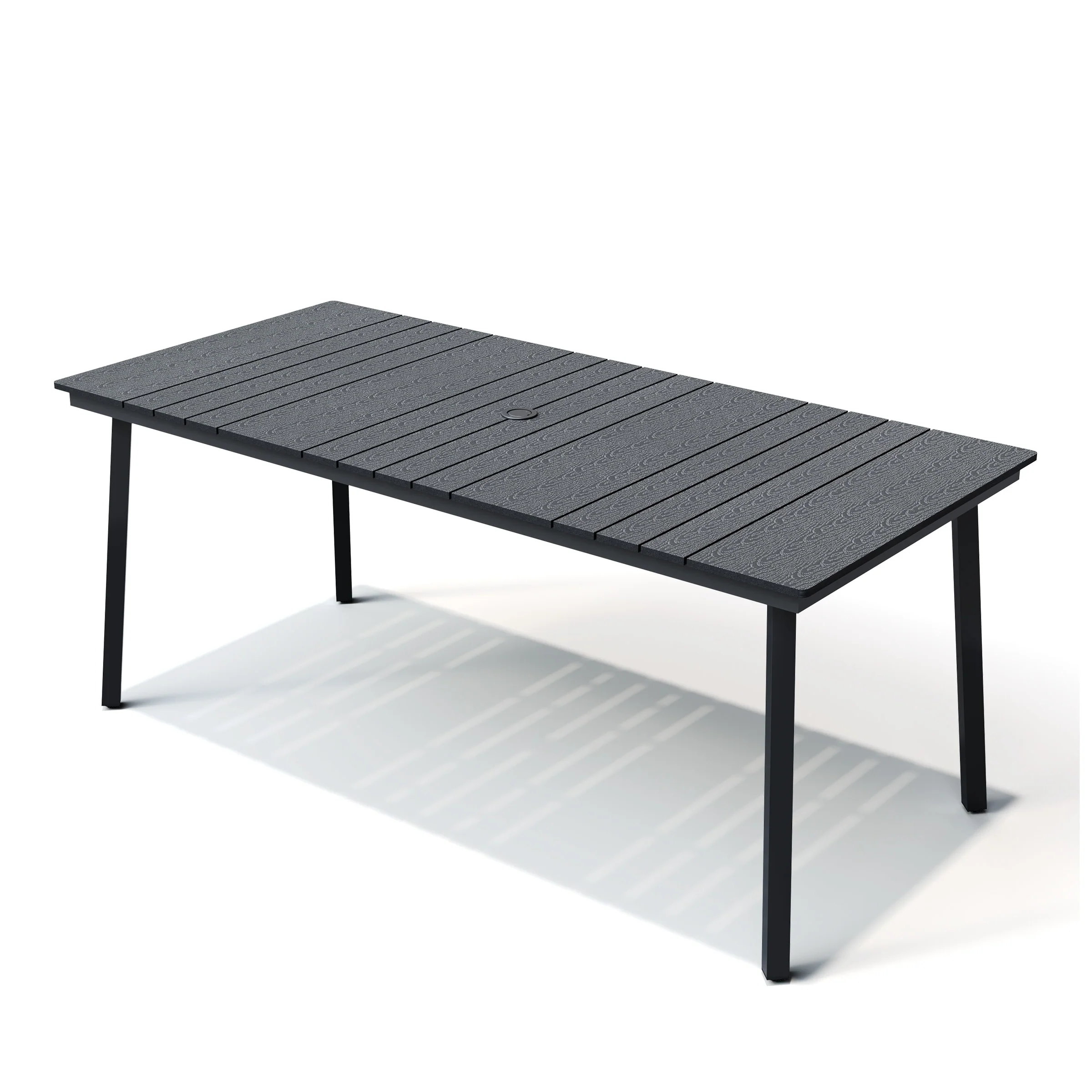 Pellebant Outdoor Patio Rectangle Dining Table with Umbrella Hole