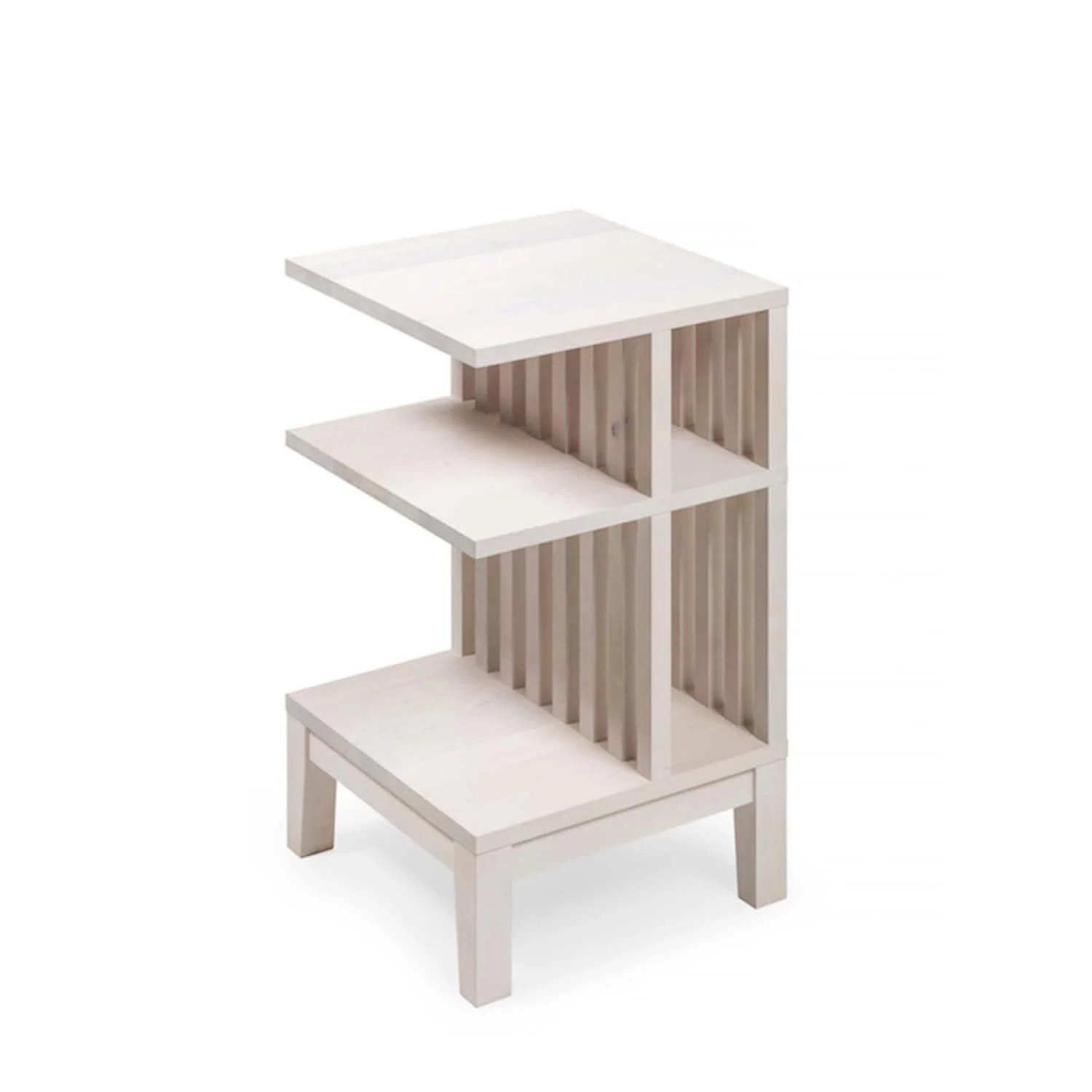 Hardwood Nightstand with Three Shelves, Modern Farmhouse Side Table