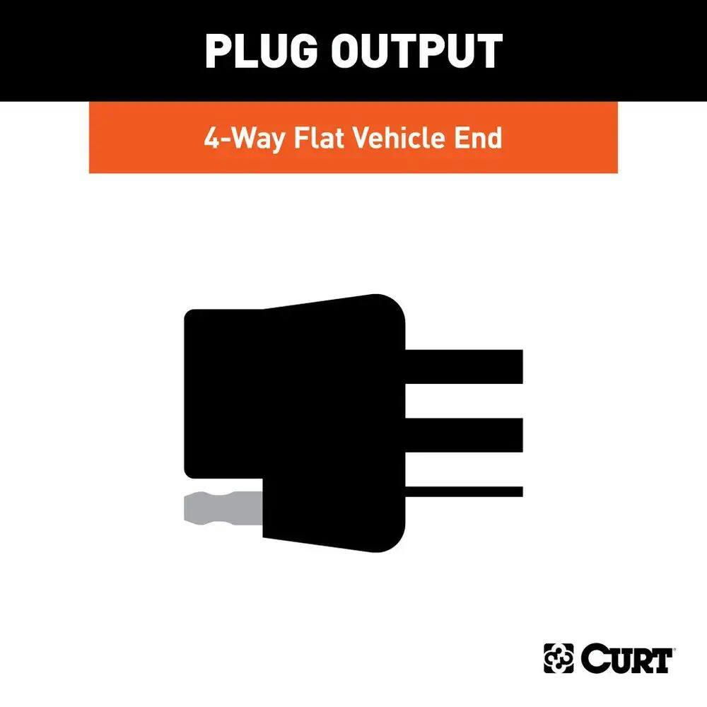 CURT 58040 4-Way Flat Connector Socket with 60-in Wires (Vehicle Side)