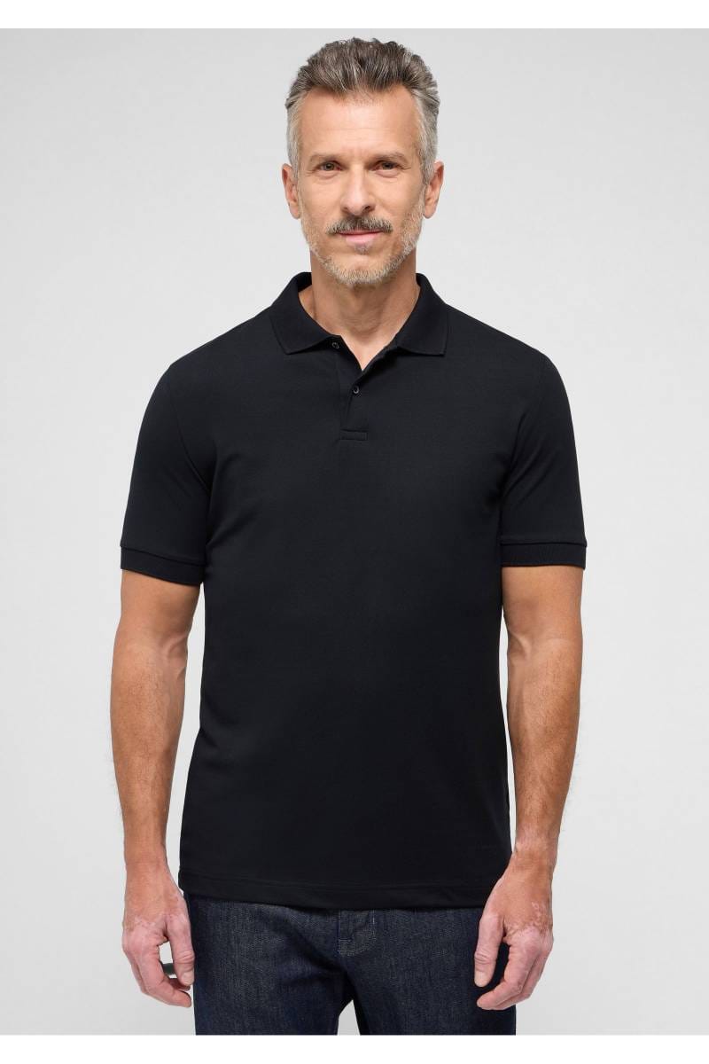 ETERNA Performance Slim Fit Poloshirt schwarz, Einfarbig