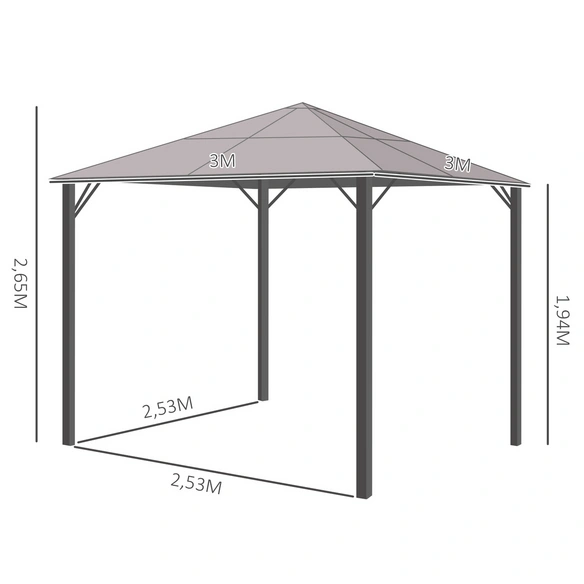 Pavillon, BxHxT: 300 x 265 x 300 cm