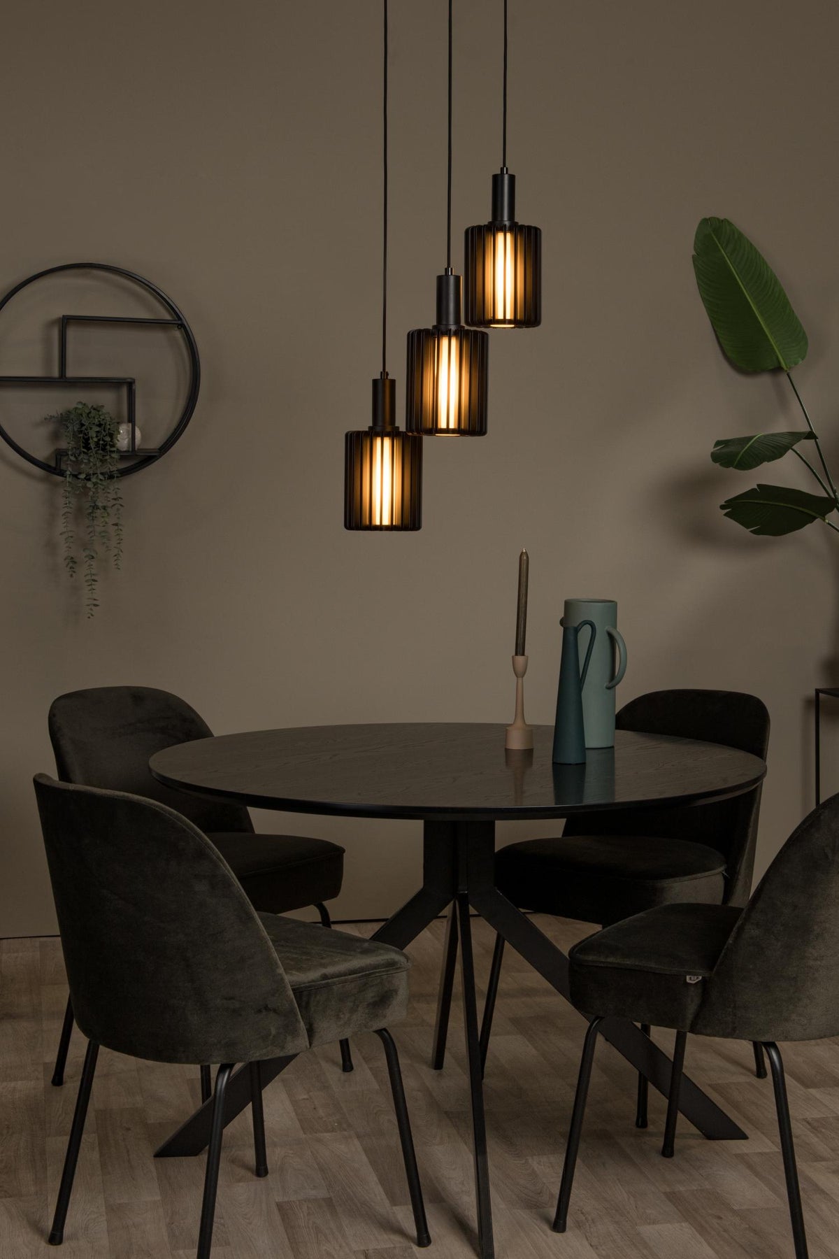 Lucide hanglamp LAMBRES - 3xE27 - Zwart