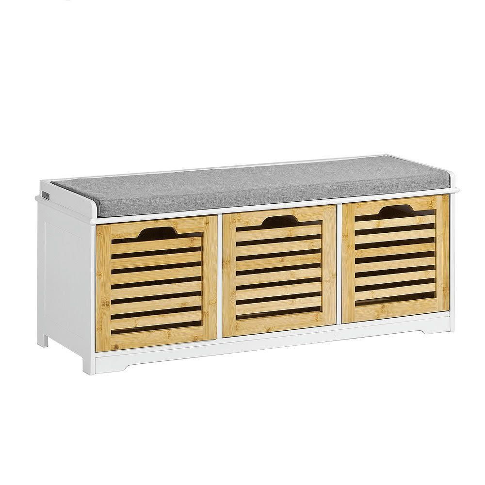 - Banc d'entrée 3 cubes effet bois blanc