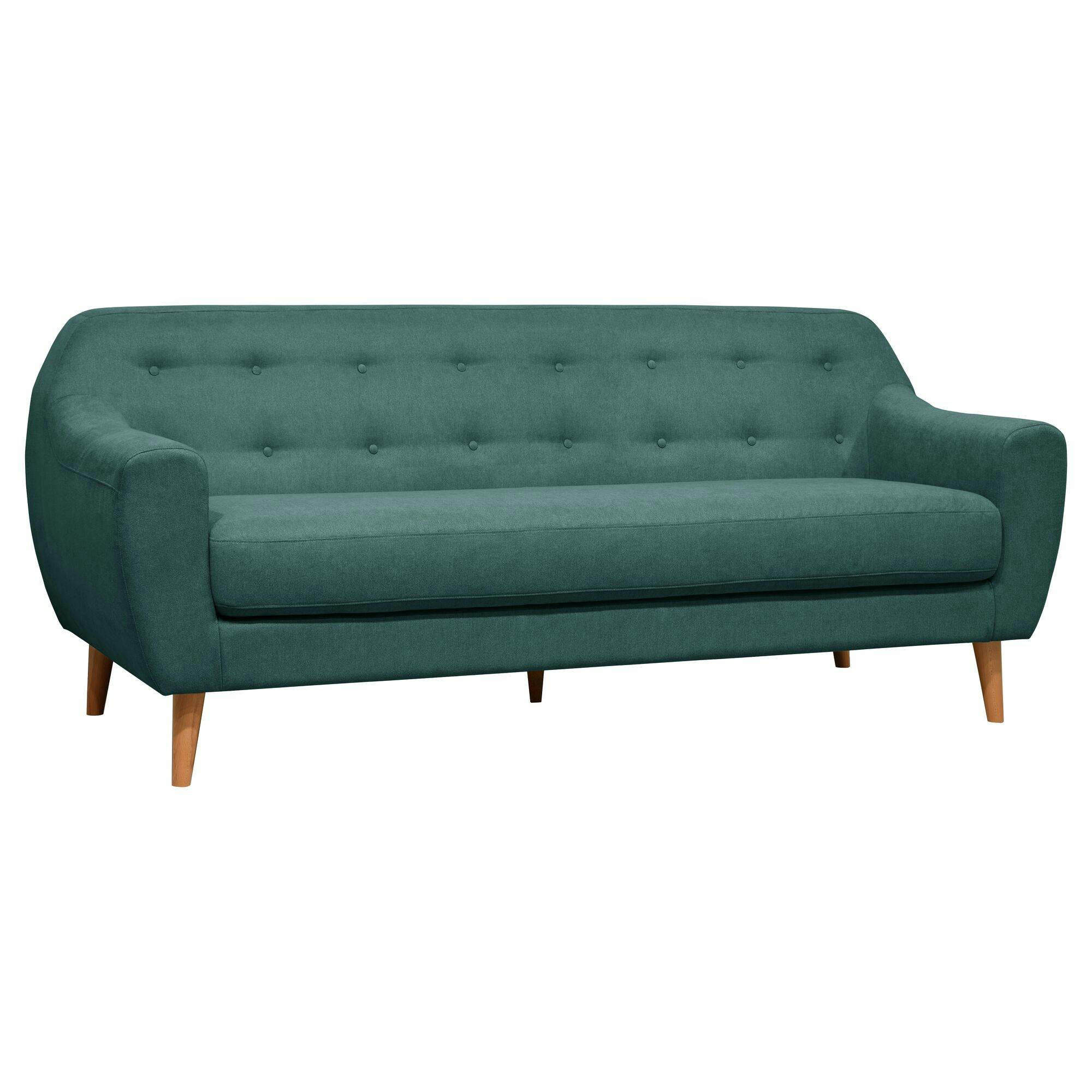 AGATHE - Canapé fixe en tissu 3 places turquoise