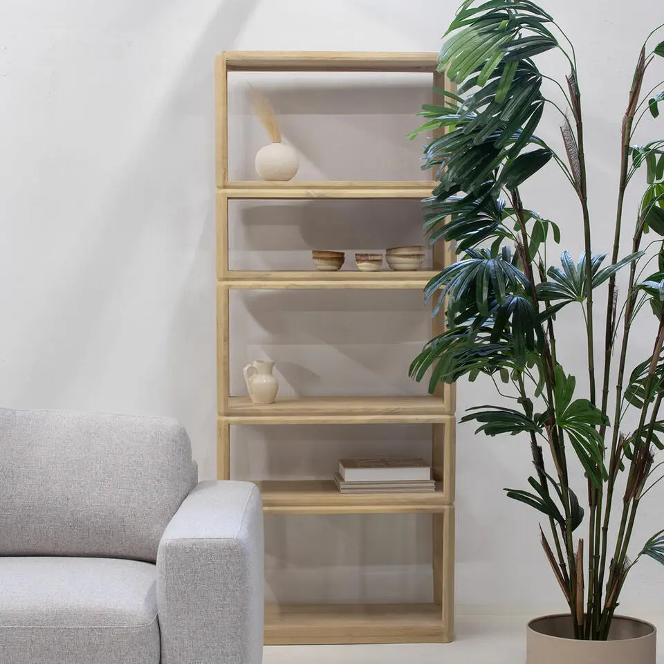 Boekenkast Naturel Mangohout - 80x40x200cm - No?lle