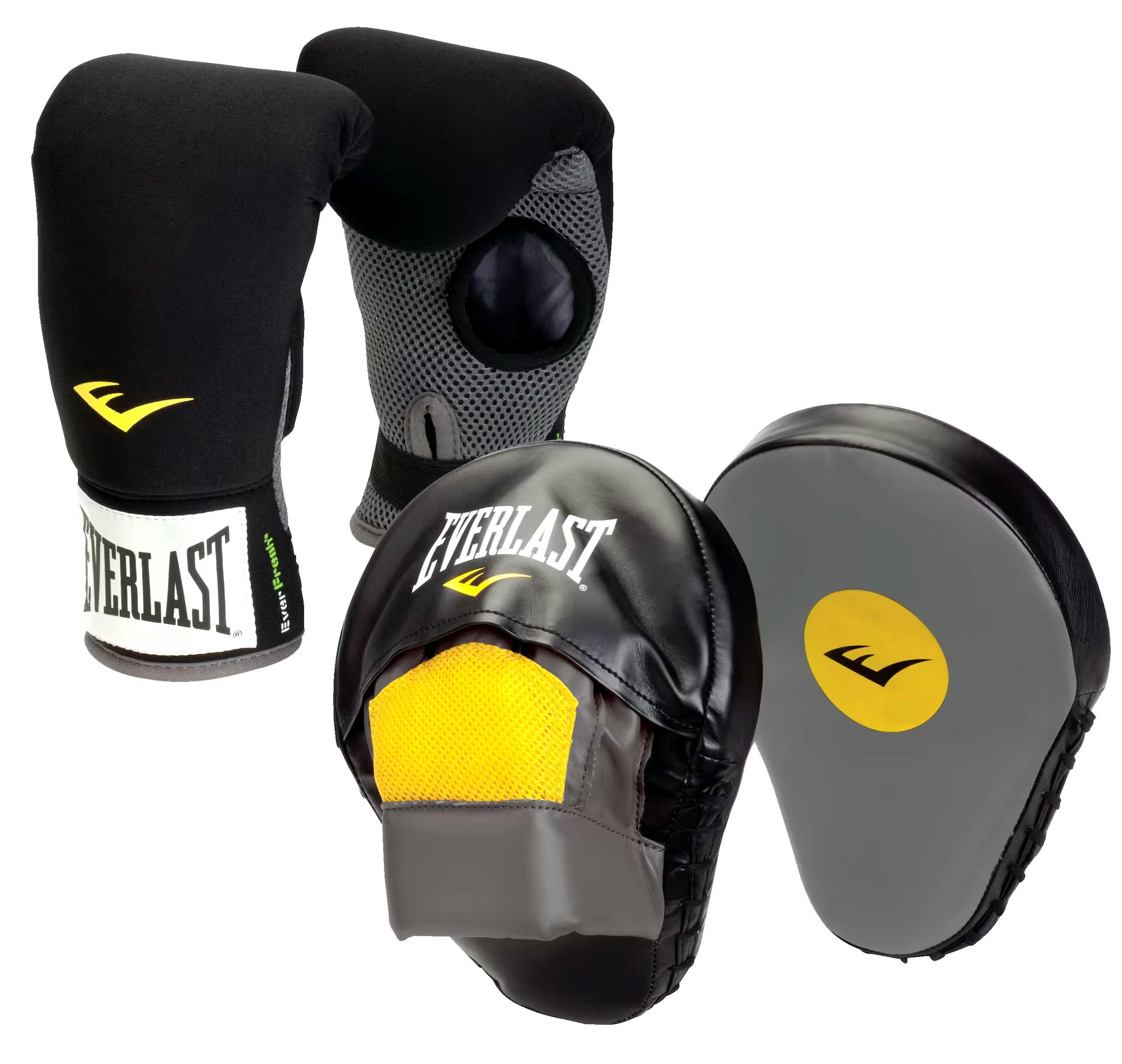Everlast Partner Training Boxing Gloves and Punch Mitt Kit, Black