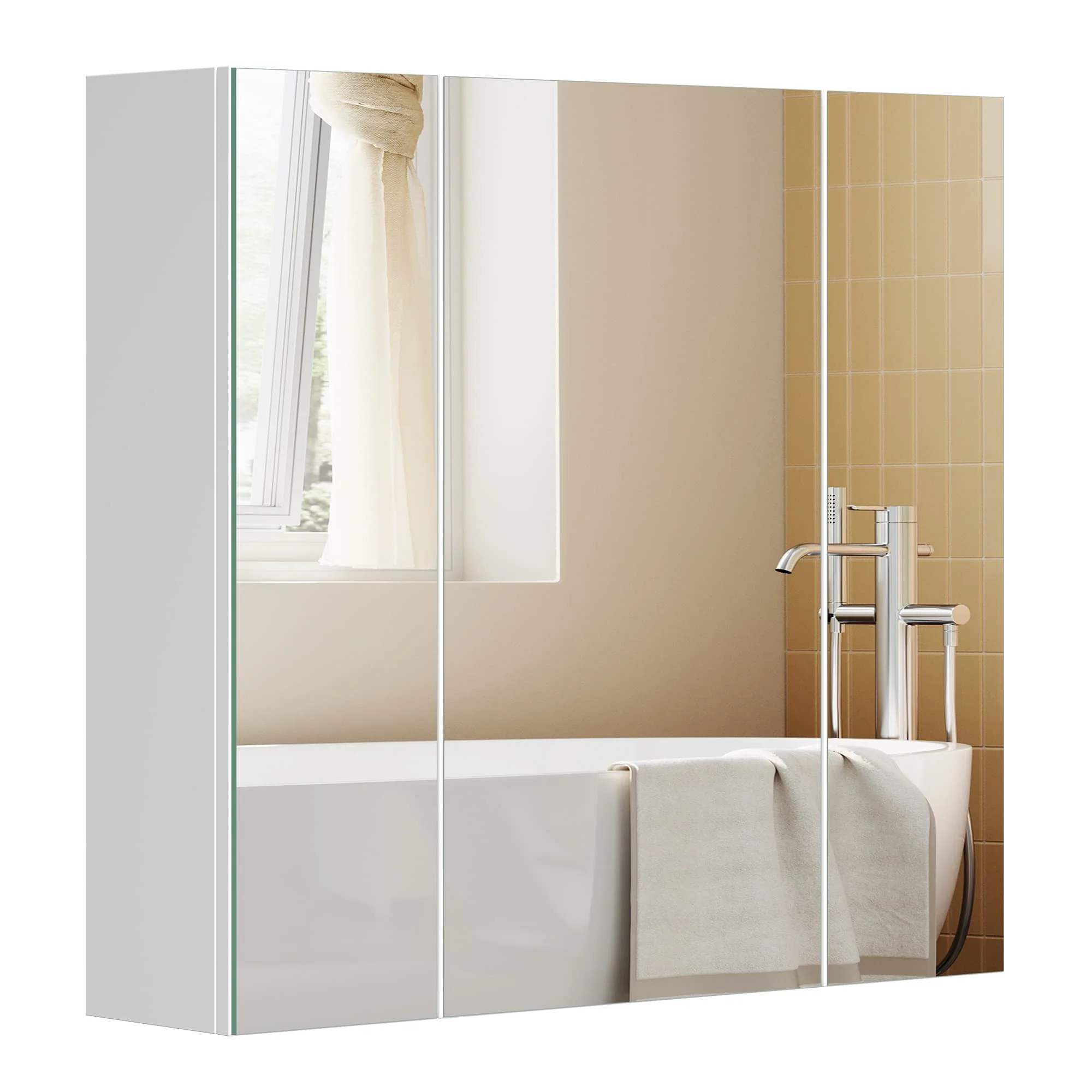 Placard avec miroir 3 portes blanc