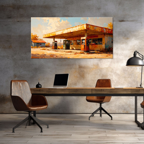 Obraz nowoczesny do garażu biura, Stacja benzynowa 80x40