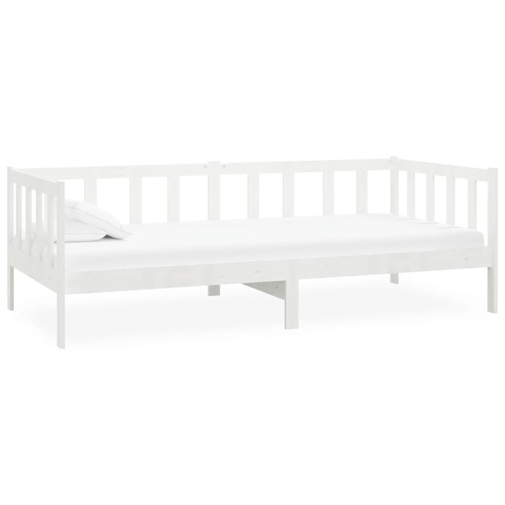 Łóżko dzienne z materacem 90x200 cm białe drewno sosnowe