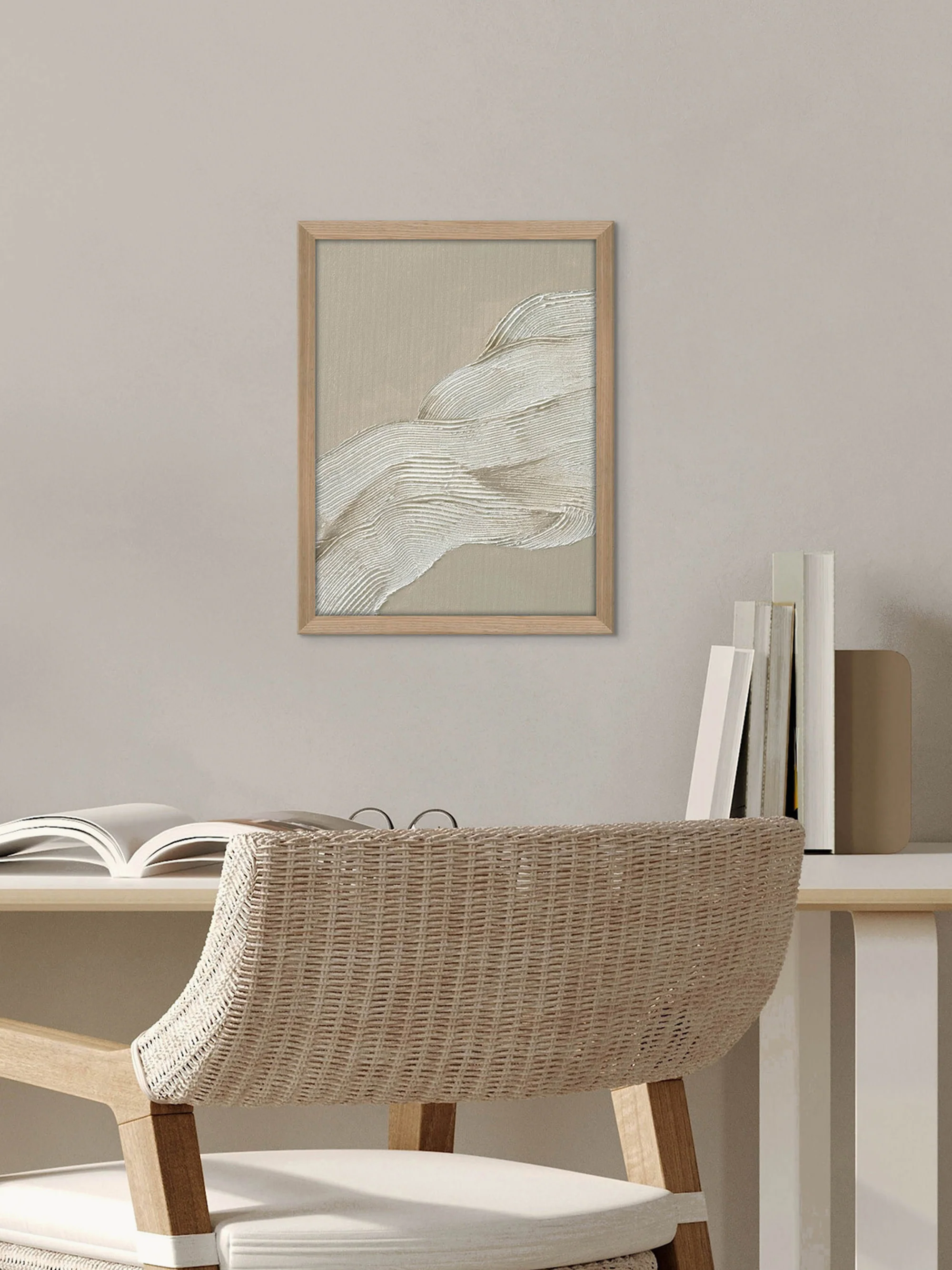 Handbemalter, gerahmter Leinwanddruck Art Shape 2