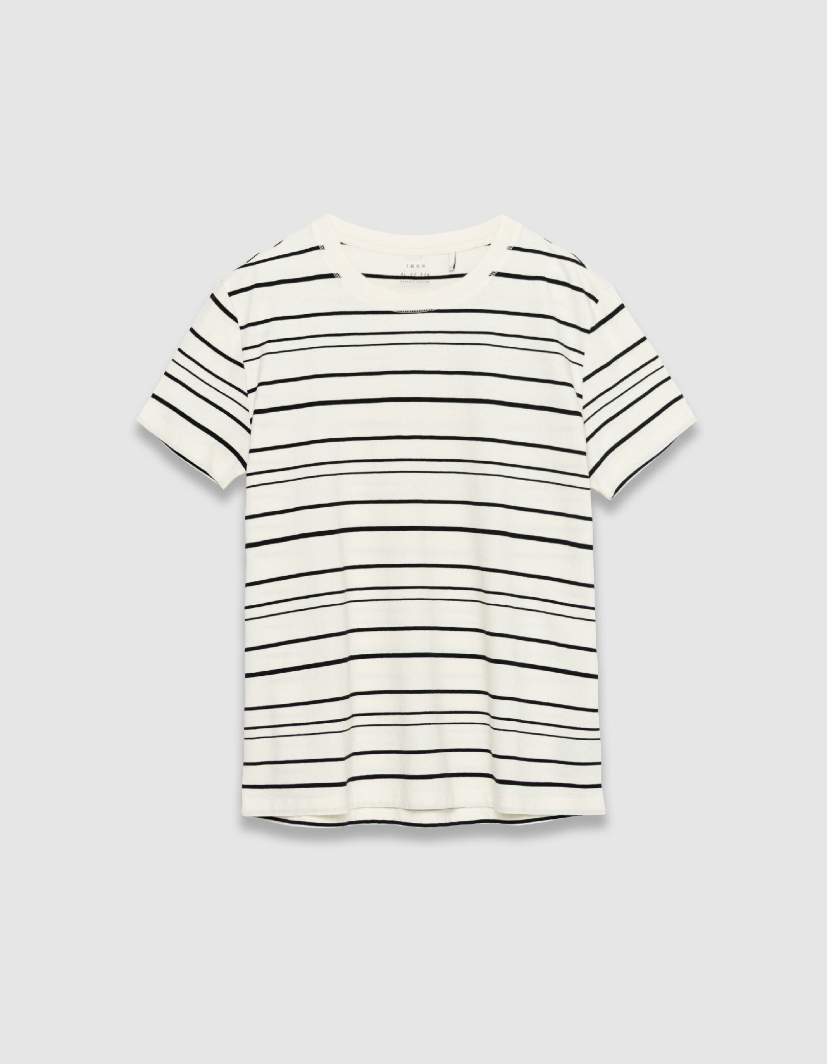 T-shirt blanc motif rayures noires Homme