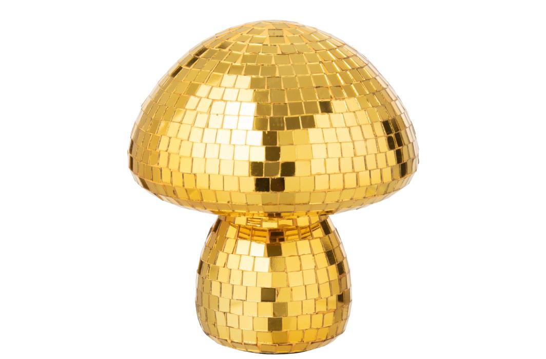 J-Line decoratie Paddenstoel Spiegel - glas - geel