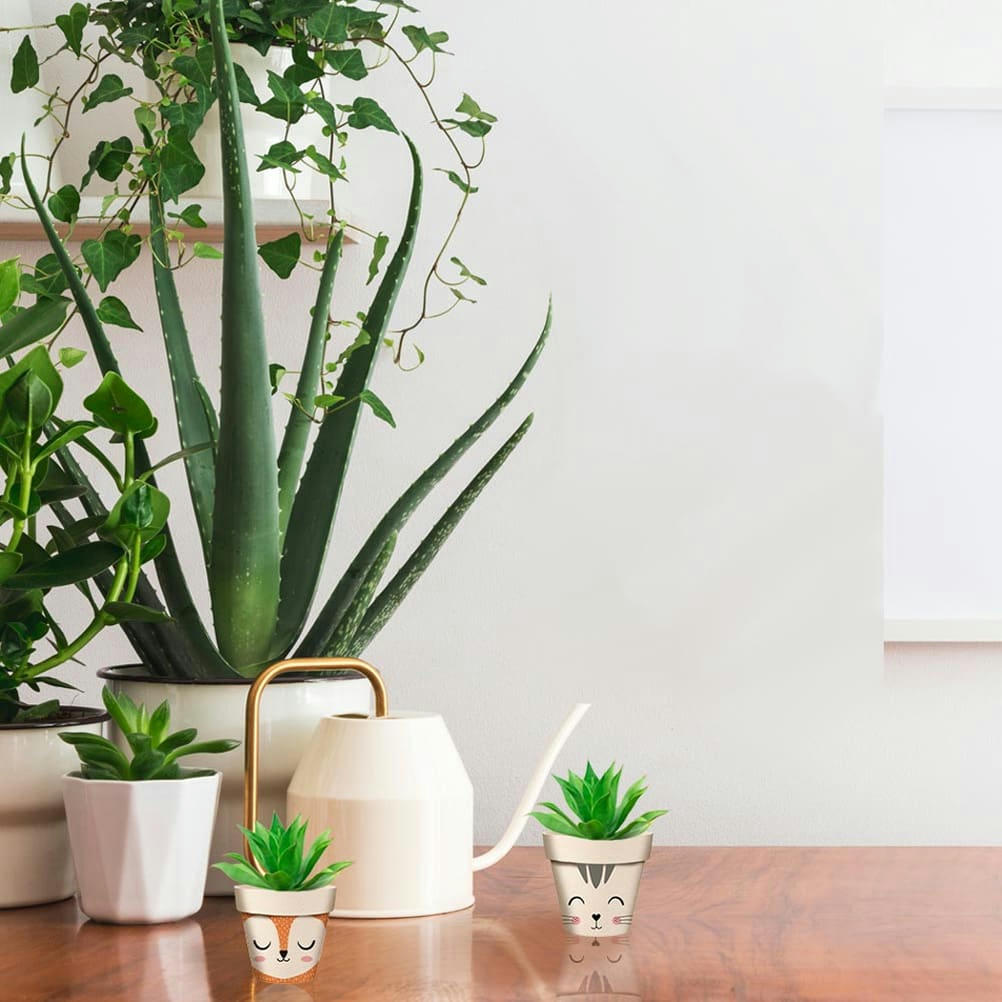 CHAT - Cache pot de fleurs chat en bambou D7,2cm