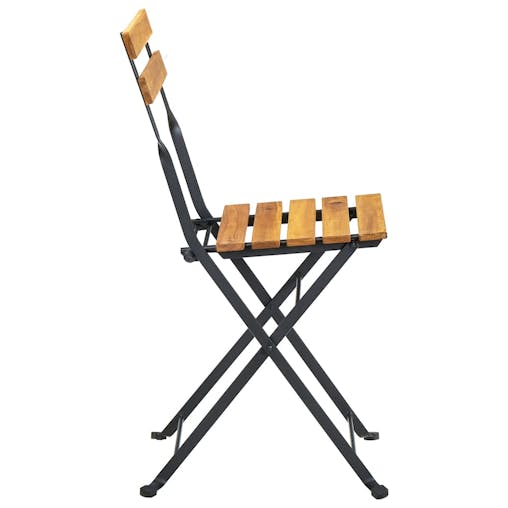 NNEVL Folding Garden Chairs 2 pcs Steel and Solid Acacia Wood