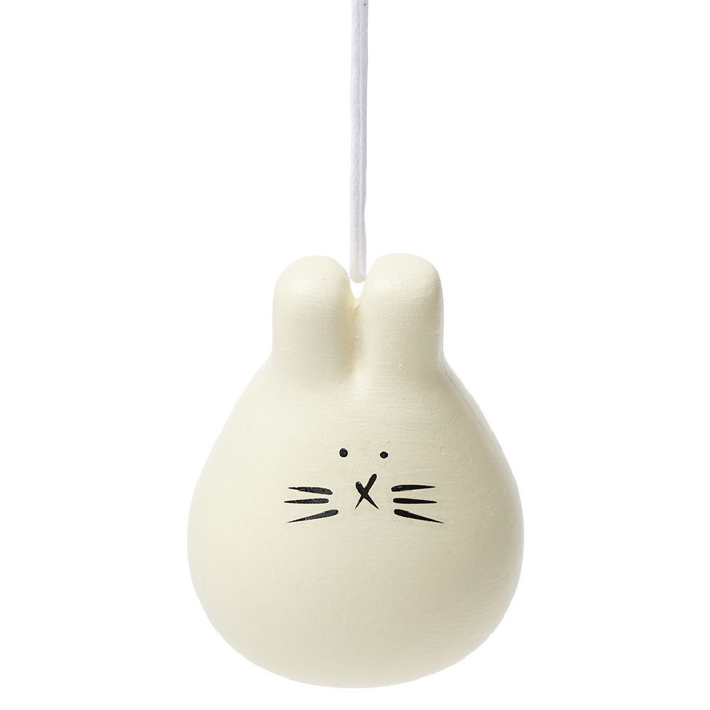 Déco lapin à suspendre Pâques en céramique beige ou rose Ø4xH5cm