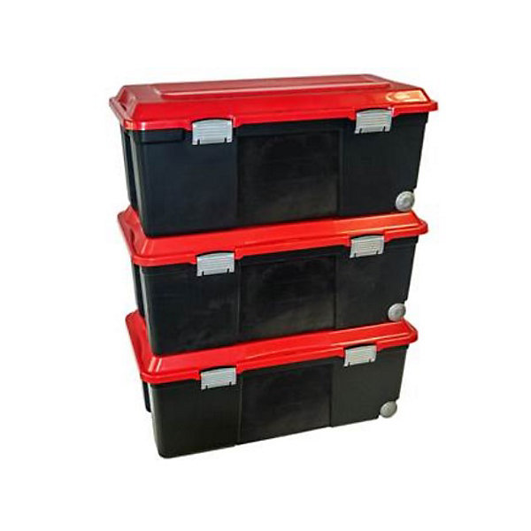 Camper bricolage noir et rouge 75 L vendu par 3 pièces