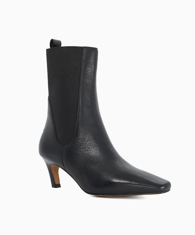 Odela Black - Leather Heeled Ankle Boots