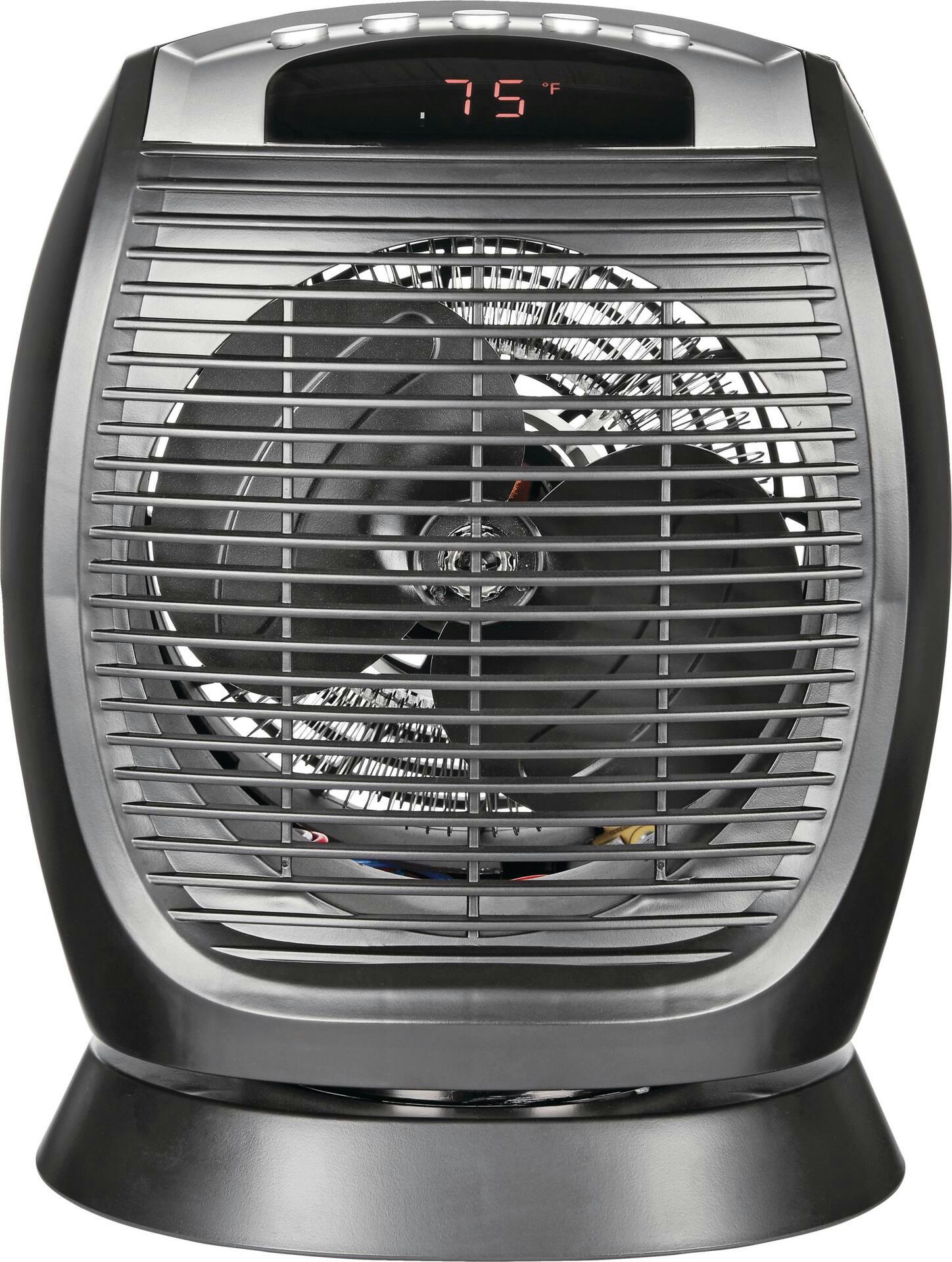 For Living Digital Portable Fan Space Heater w/Thermostat, Oscillating, 1500W,  Black