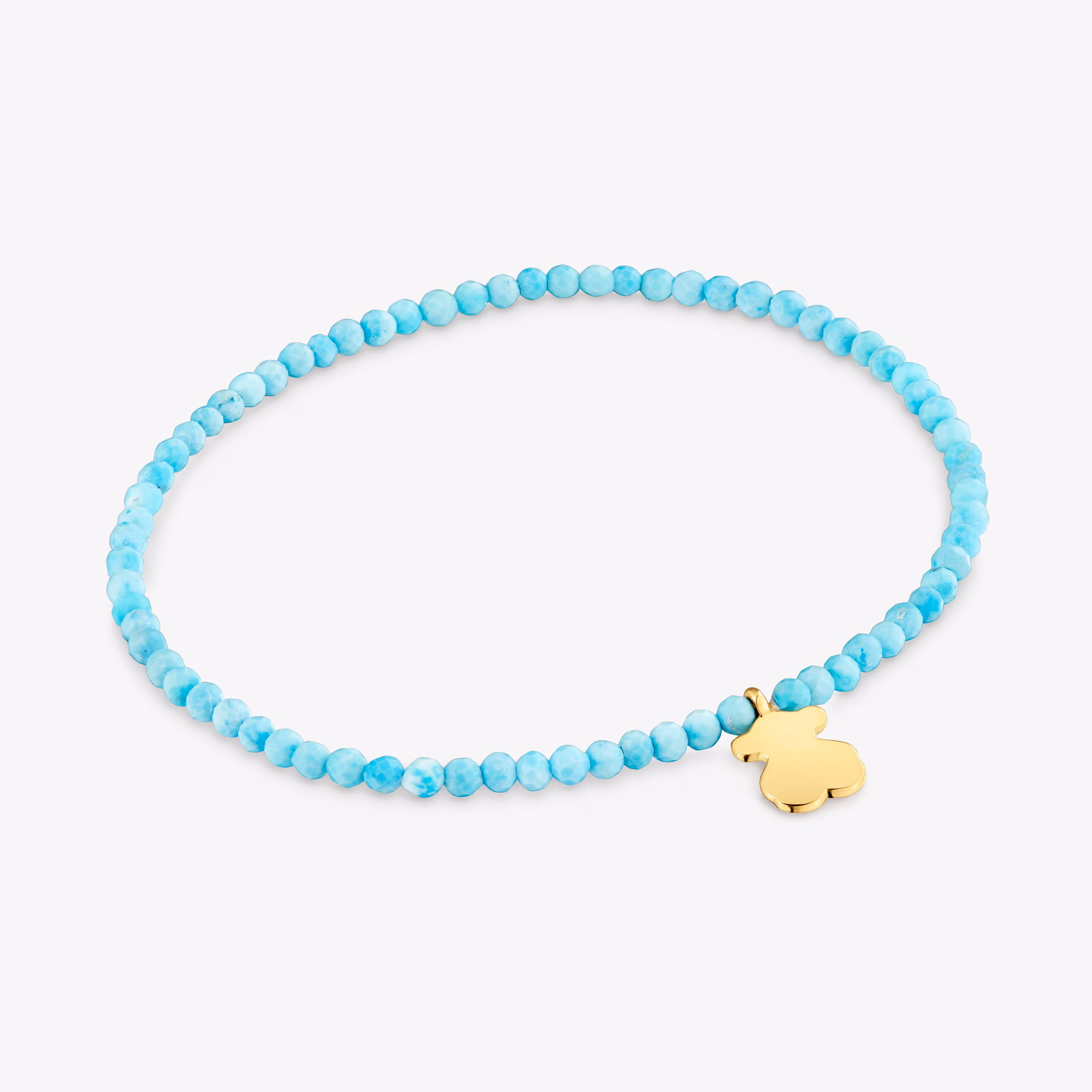 Pulsera elástica con magnesia azul y oso con baño de oro 18 kt sobre plata TOUS Motivos
