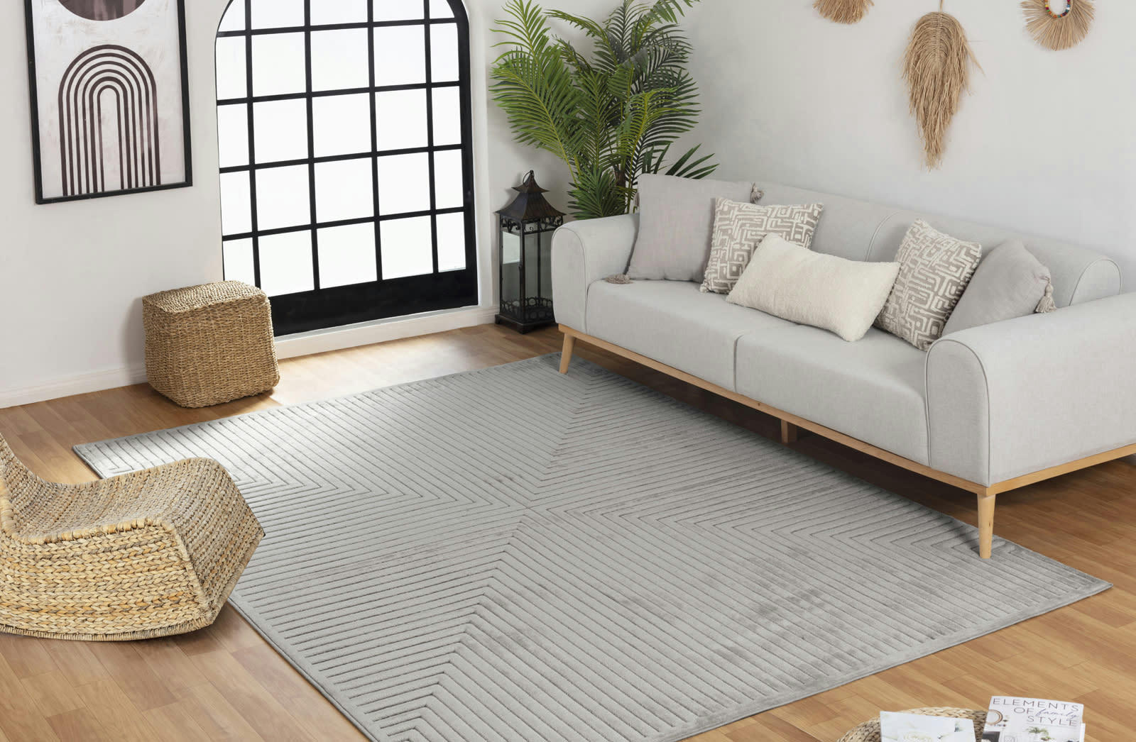 KIYOSHI - Tapis d'Intérieur/d'Extérieur Hygge Gris 120x170