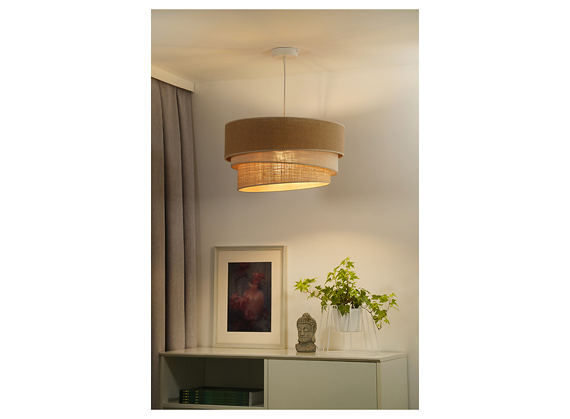 Lampa wisząca Yute Trio tkaninowa beżowa