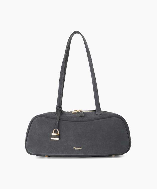 Day Grey - Suede Padlock-Detail Shoulder Bag