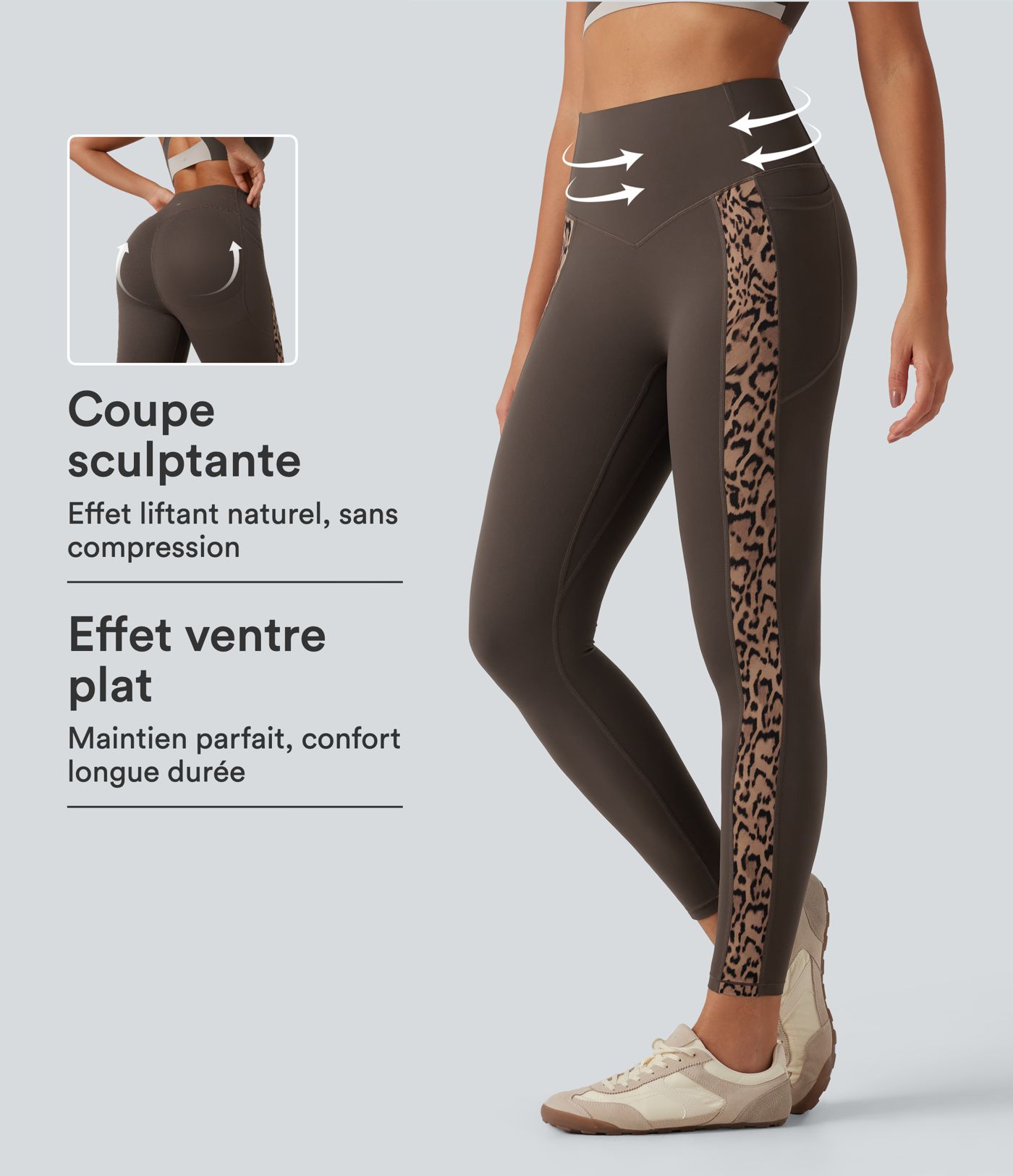 Legging de yoga Halara UltraSculpt™ imprimé léopard taille haute gainant avec effet liftant fessiers et poches